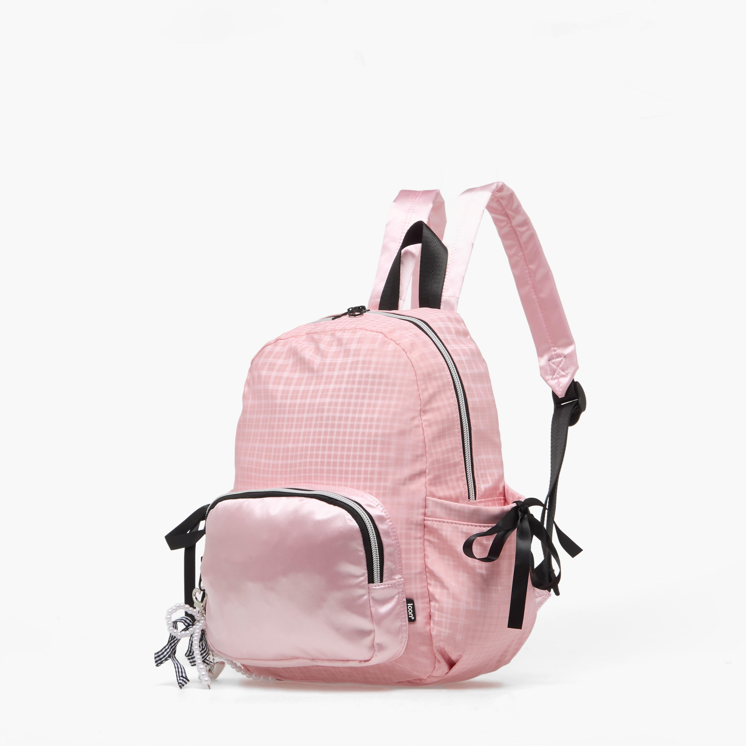 icon Checked Backpack for Girls with Padded Shoulder Straps-school-bagsandbackpacks-backpacks-image-5