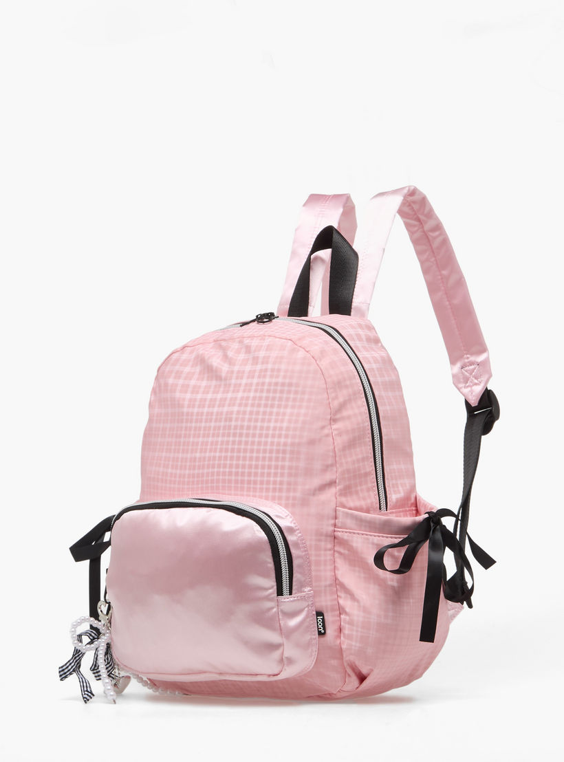 icon Checked Backpack for Girls with Padded Shoulder Straps-school-bagsandbackpacks-backpacks-image-5