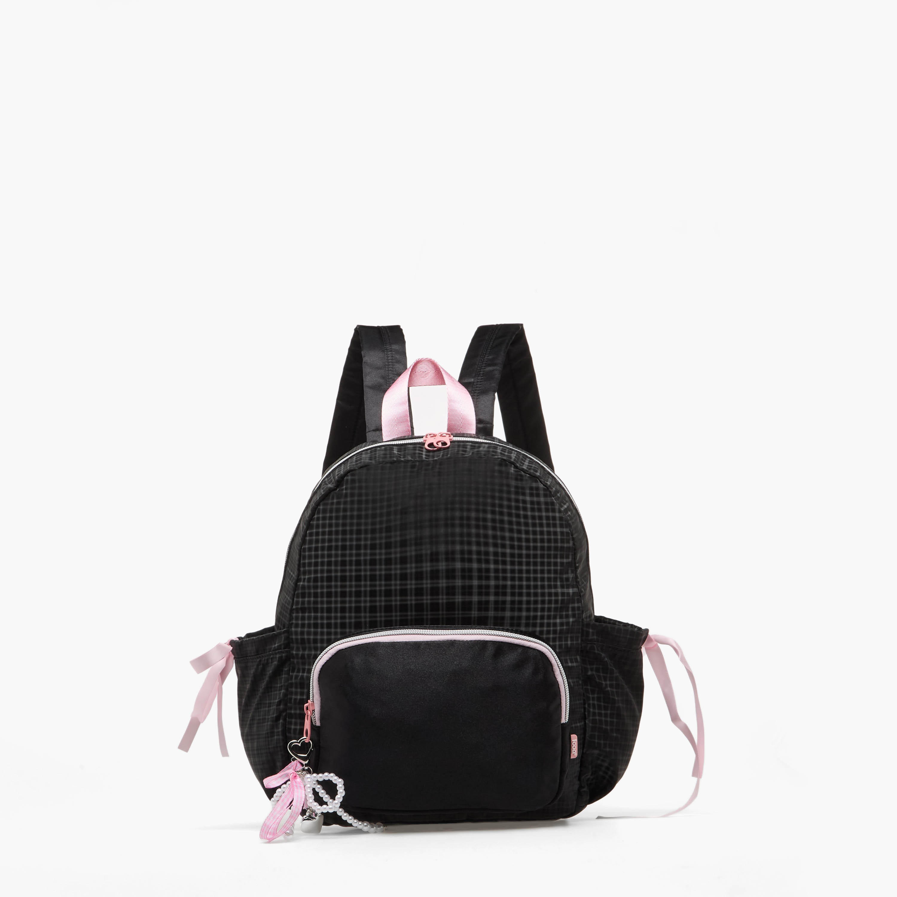 icon Checked Backpack for Girls with Padded Shoulder Straps-school-bagsandbackpacks-backpacks-image-1