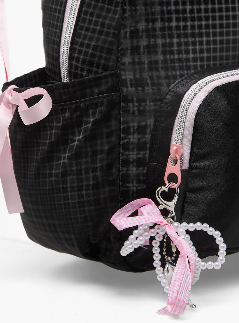 icon Checked Backpack for Girls with Padded Shoulder Straps-school-bagsandbackpacks-backpacks-image-2