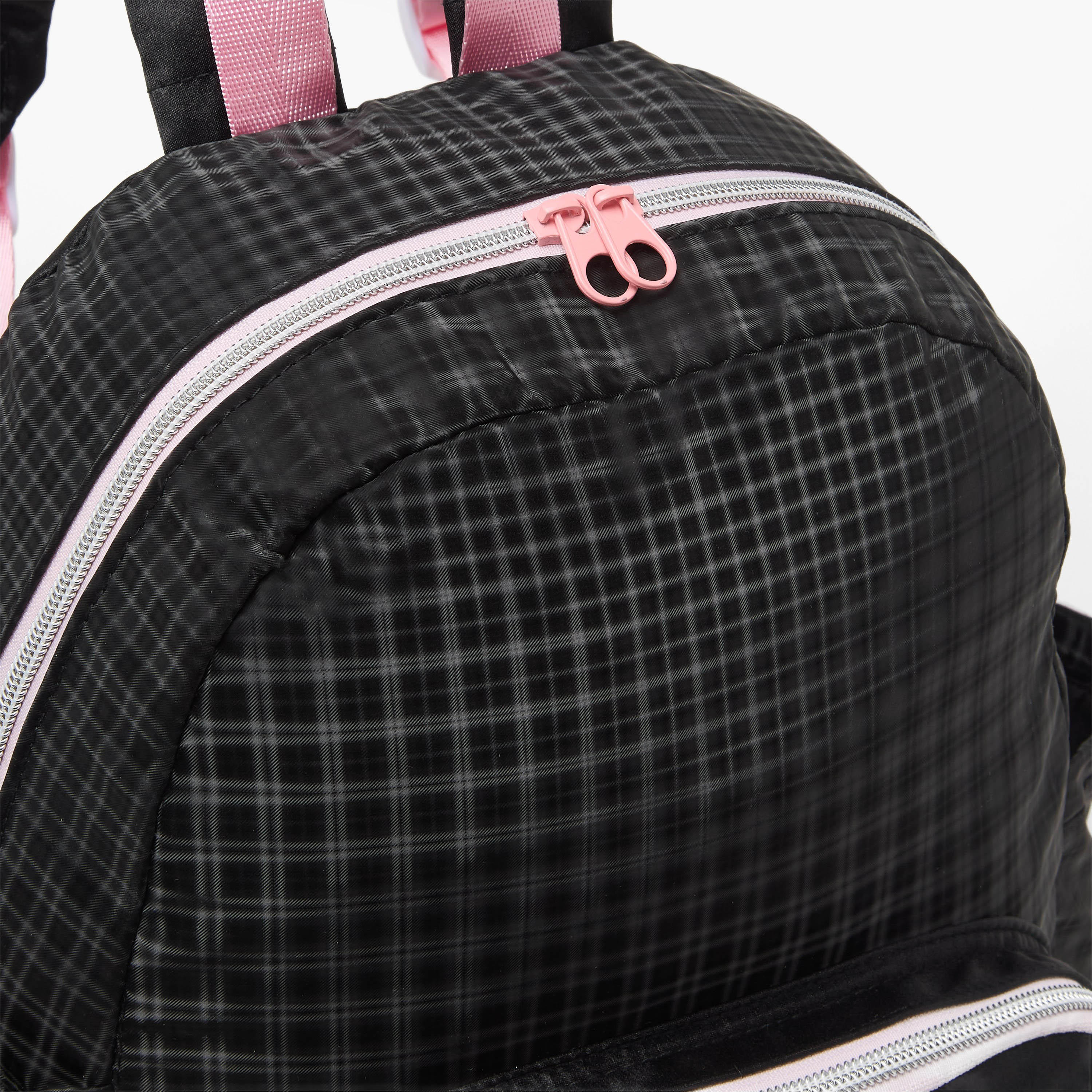 icon Checked Backpack for Girls with Padded Shoulder Straps-school-bagsandbackpacks-backpacks-image-3