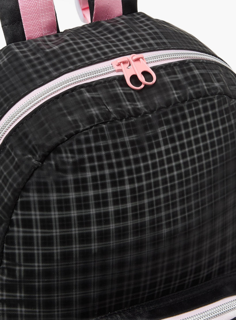 icon Checked Backpack for Girls with Padded Shoulder Straps-school-bagsandbackpacks-backpacks-image-3