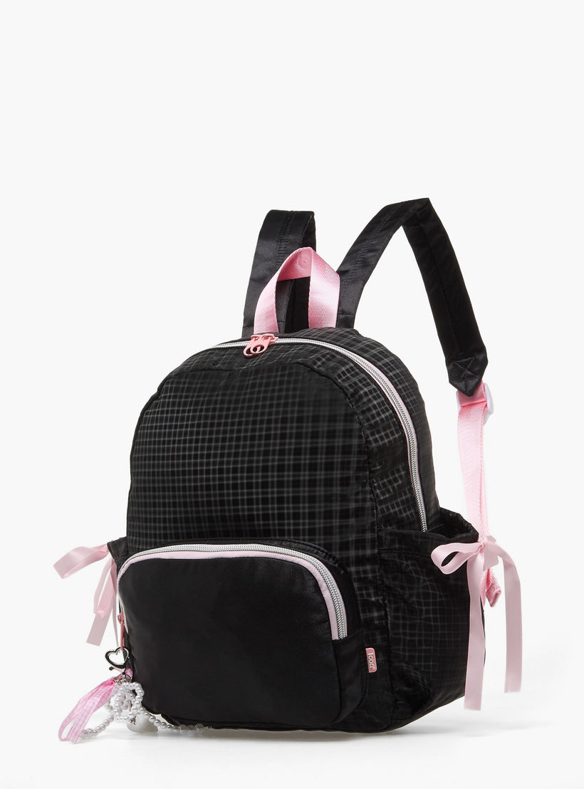 icon Checked Backpack for Girls with Padded Shoulder Straps-school-bagsandbackpacks-backpacks-image-5