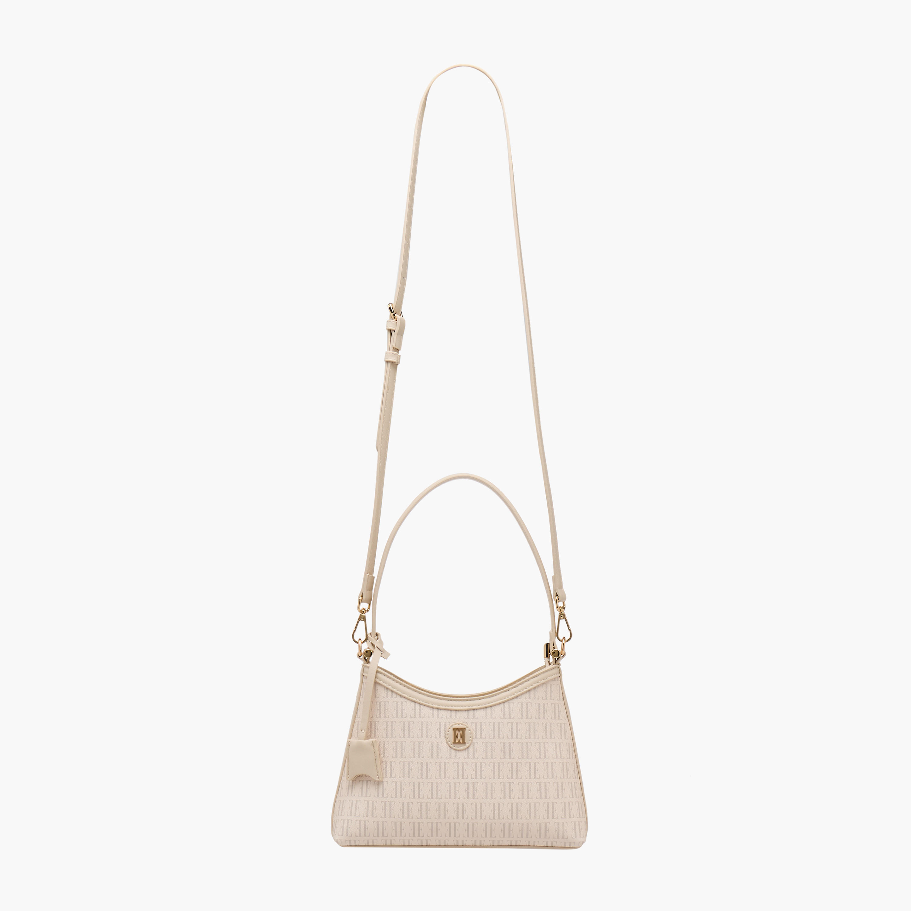 Elle Monogram Print Shoulder Bag with Detachable Strap-women-bagsandwallets-handbags-image-2