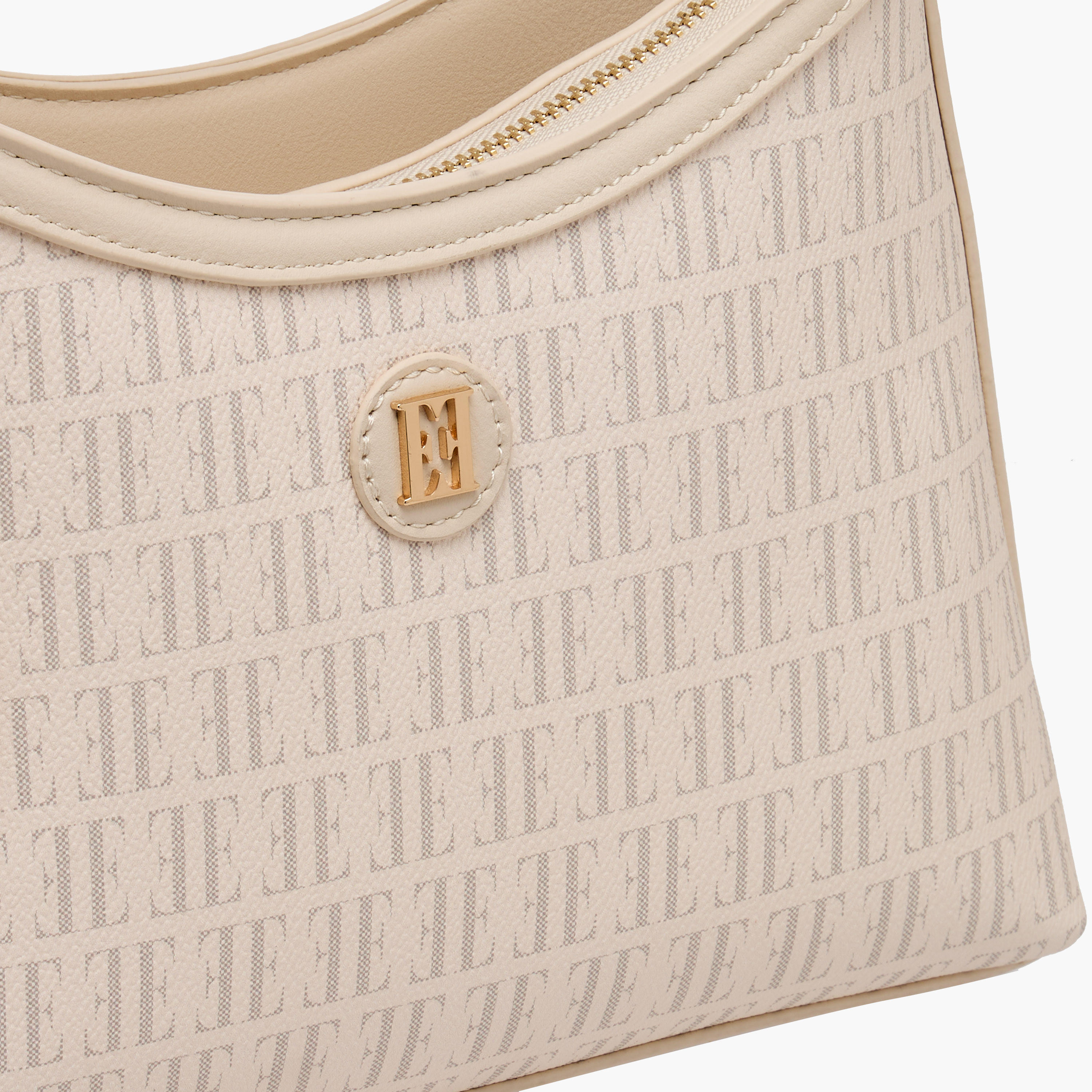 Elle Monogram Print Shoulder Bag with Detachable Strap-women-bagsandwallets-handbags-image-4