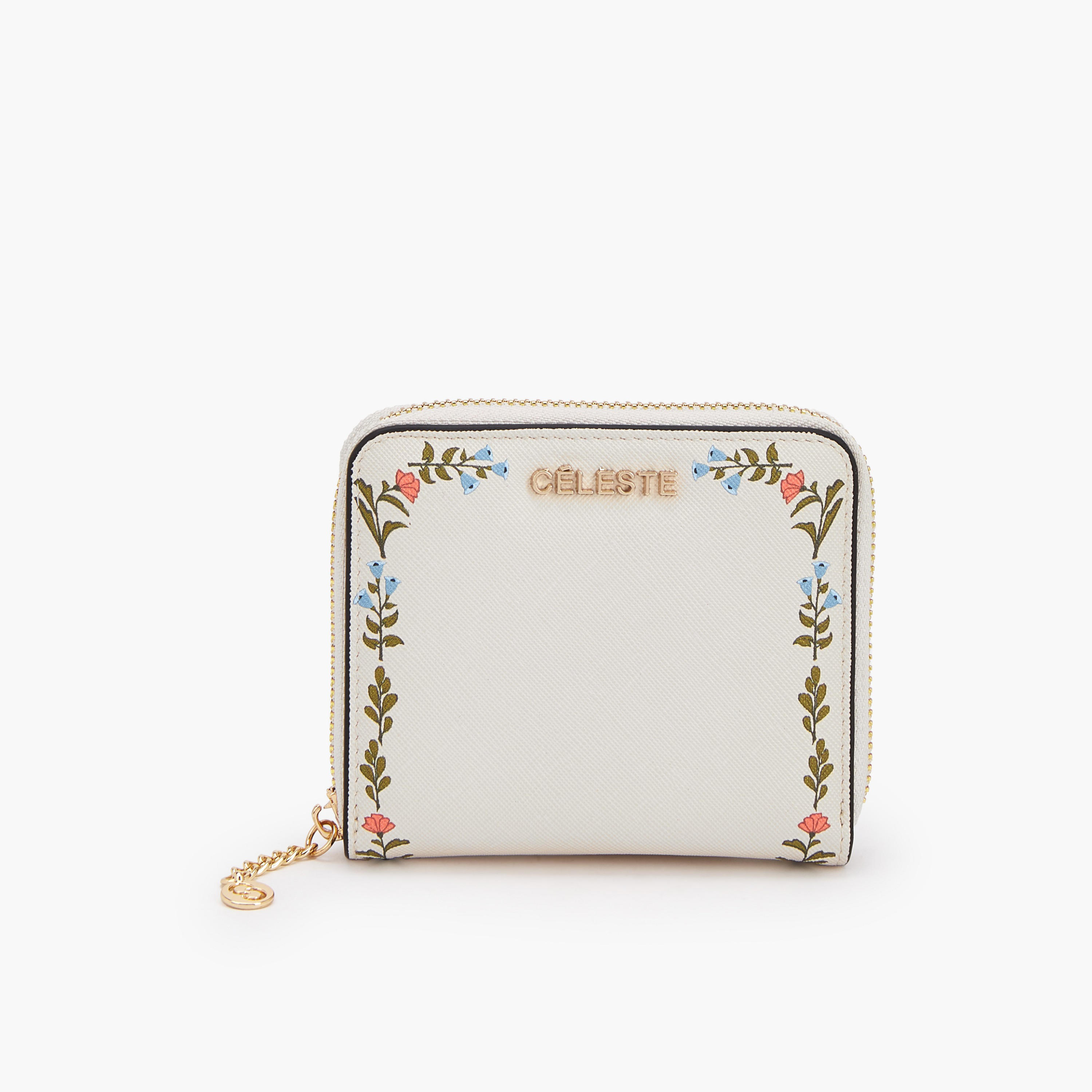 Celeste Floral Print Wallet with Zip Closure-women-bagsandwallets-wallets-image-1