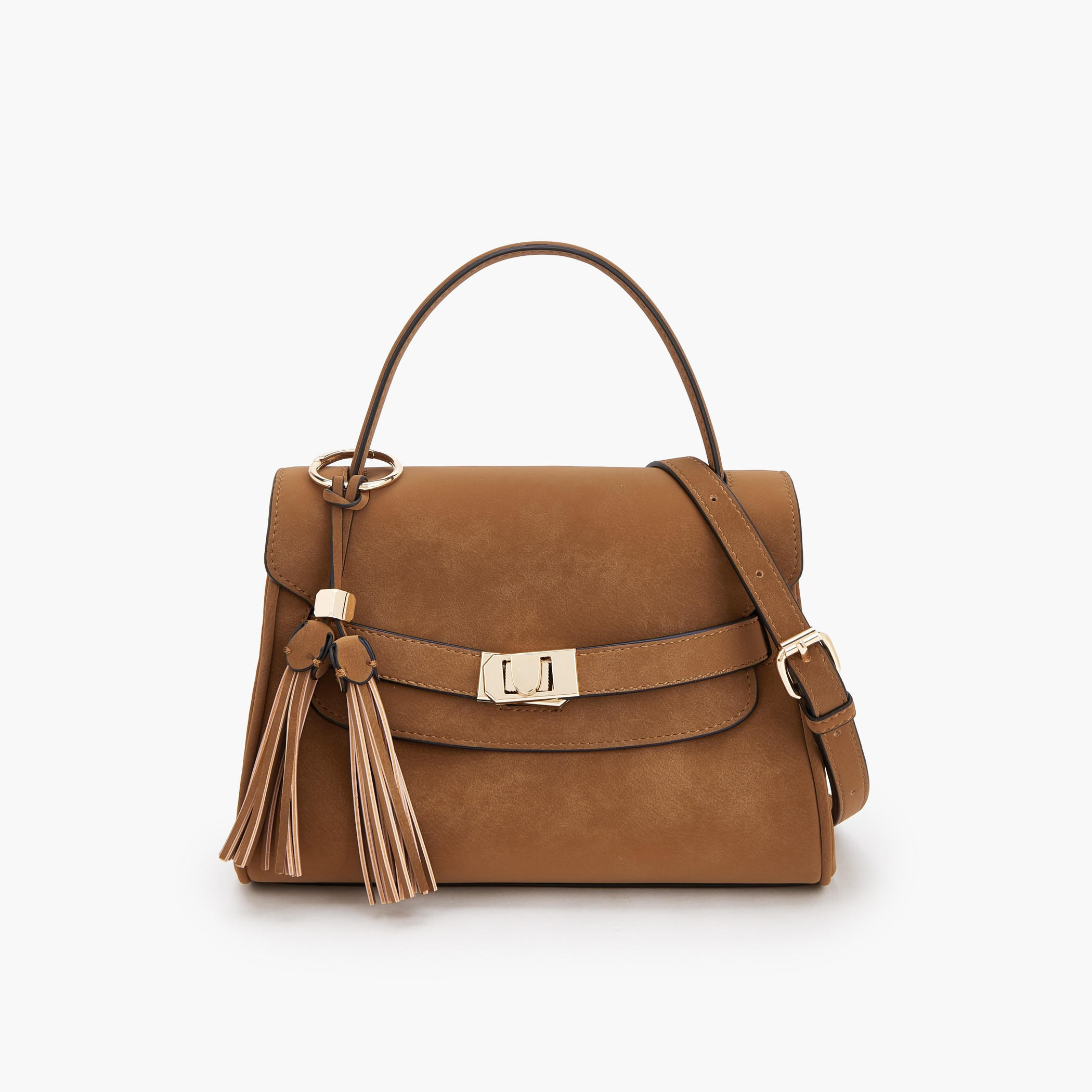 Celeste Monogram Textured Satchel Bag with Tassel Charm-women-bagsandwallets-handbags-image-1
