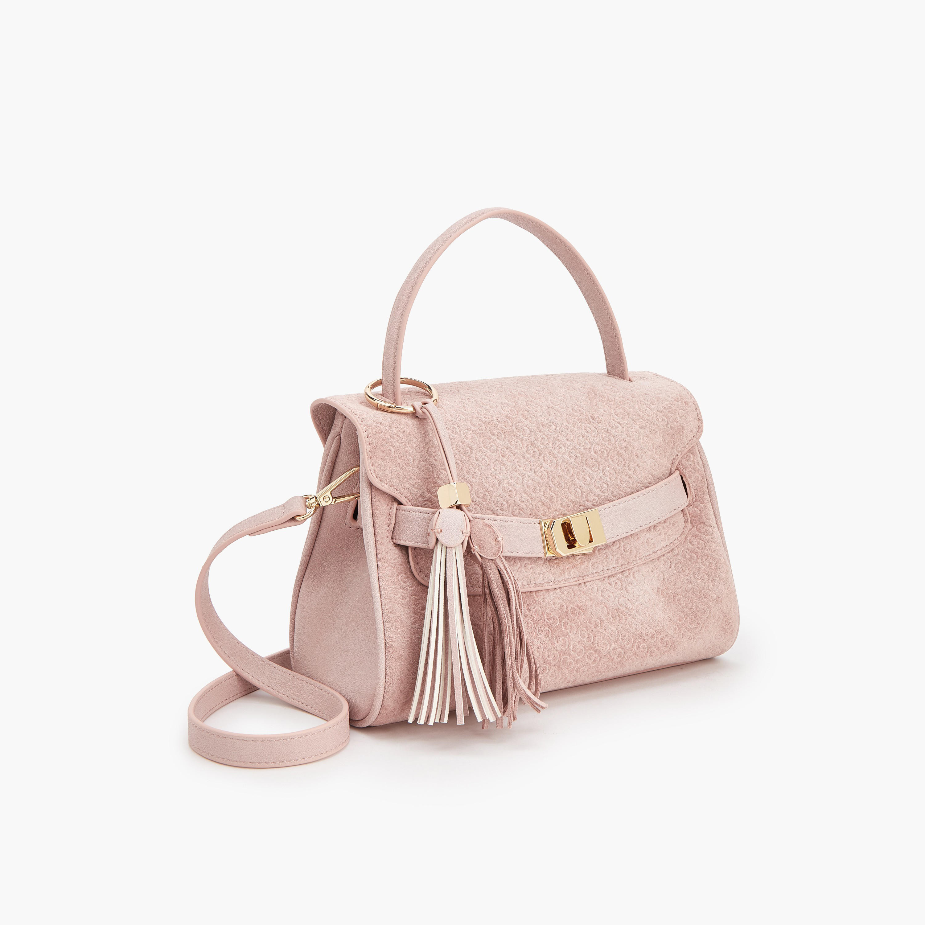 شنطة ساتشيل بدلاية شراشيب ونقوش مونوجرام بارزة الملمس من سيليست-women-bagsandwallets-handbags-image-3