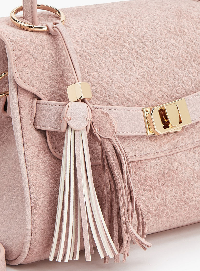 شنطة ساتشيل بدلاية شراشيب ونقوش مونوجرام بارزة الملمس من سيليست-women-bagsandwallets-handbags-image-4