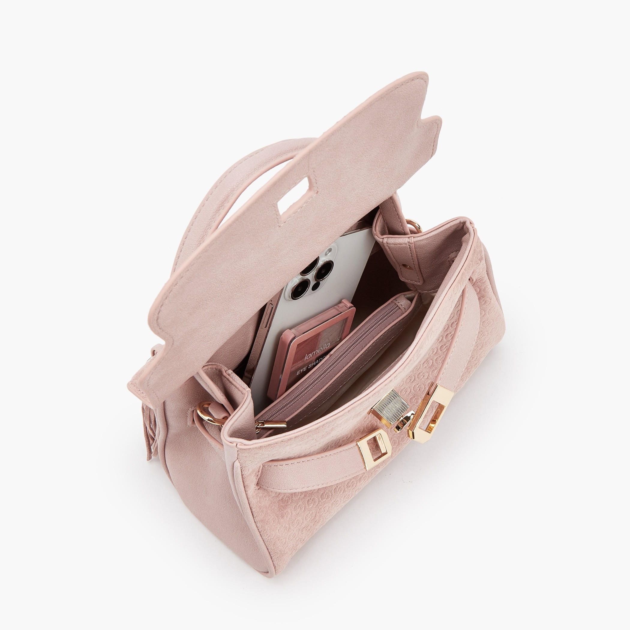 شنطة ساتشيل بدلاية شراشيب ونقوش مونوجرام بارزة الملمس من سيليست-women-bagsandwallets-handbags-image-6
