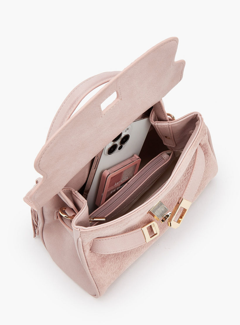 شنطة ساتشيل بدلاية شراشيب ونقوش مونوجرام بارزة الملمس من سيليست-women-bagsandwallets-handbags-image-6