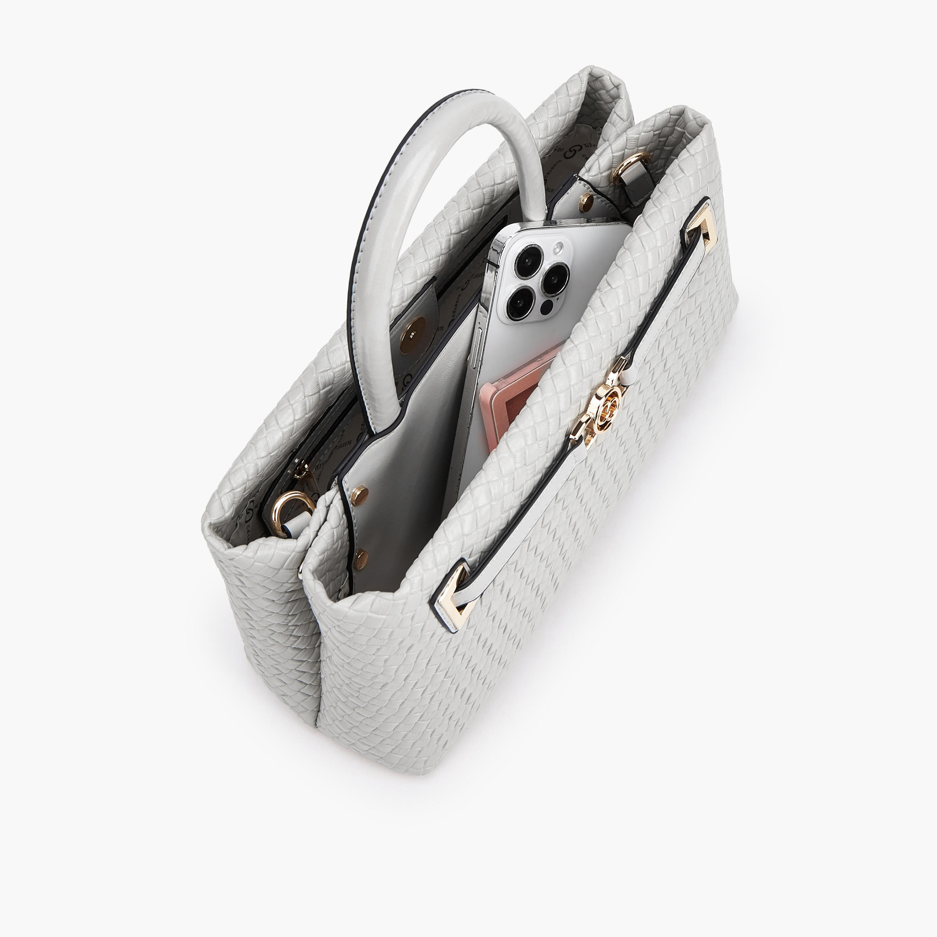 Celeste Textured Satchel Bag with Detachable Strap-women-bagsandwallets-handbags-image-7