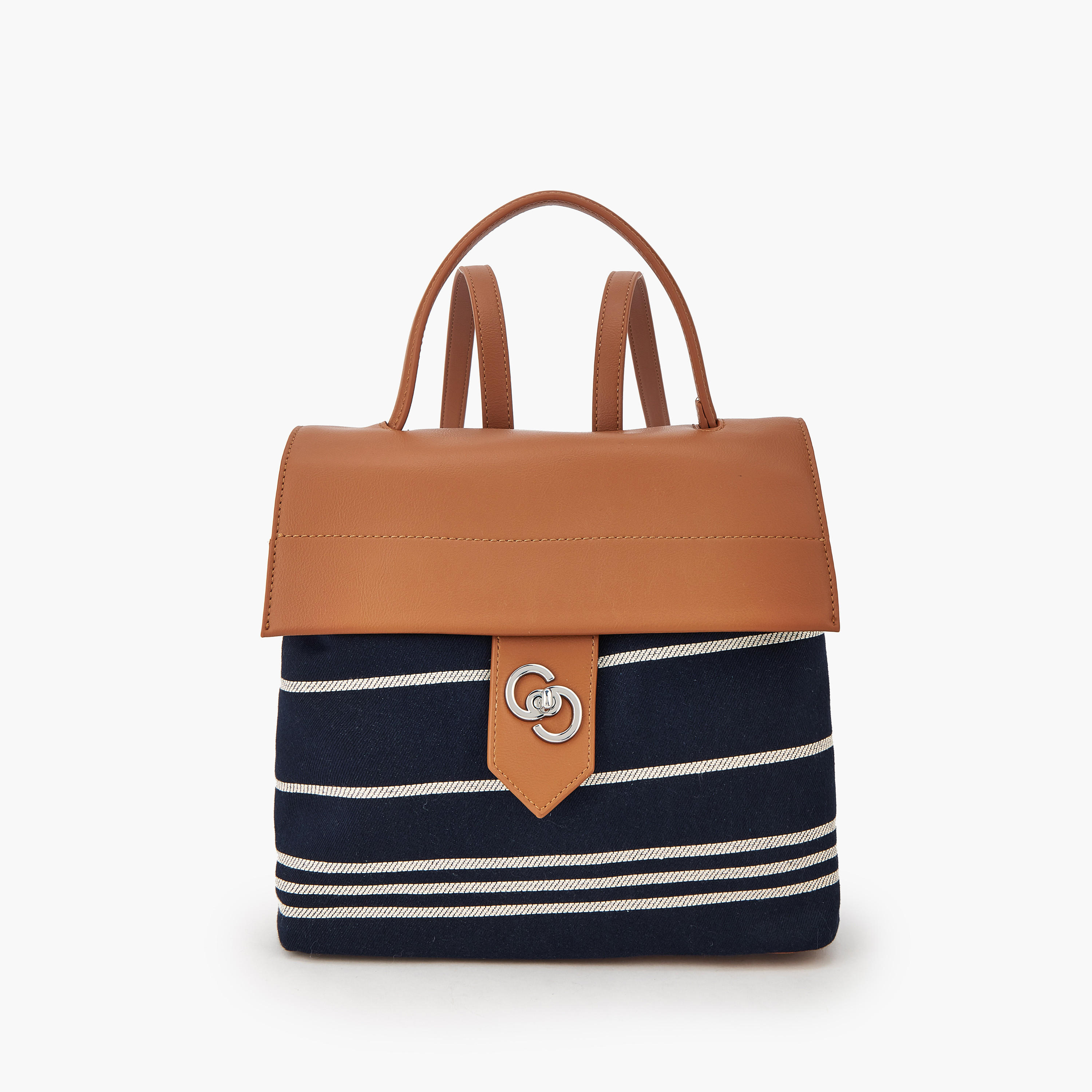 Celeste Striped Textile Backpack with Adjustable Shoulder Straps-women-bagsandwallets-backpacks-image-1
