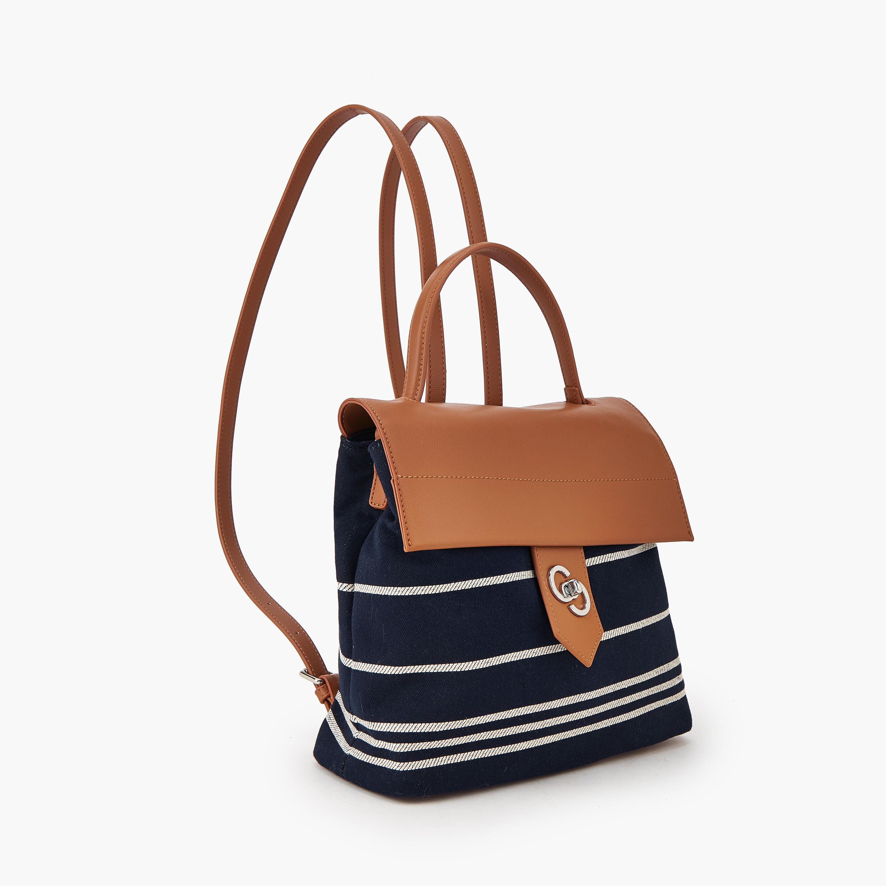 Celeste Striped Textile Backpack with Adjustable Shoulder Straps-women-bagsandwallets-backpacks-image-2