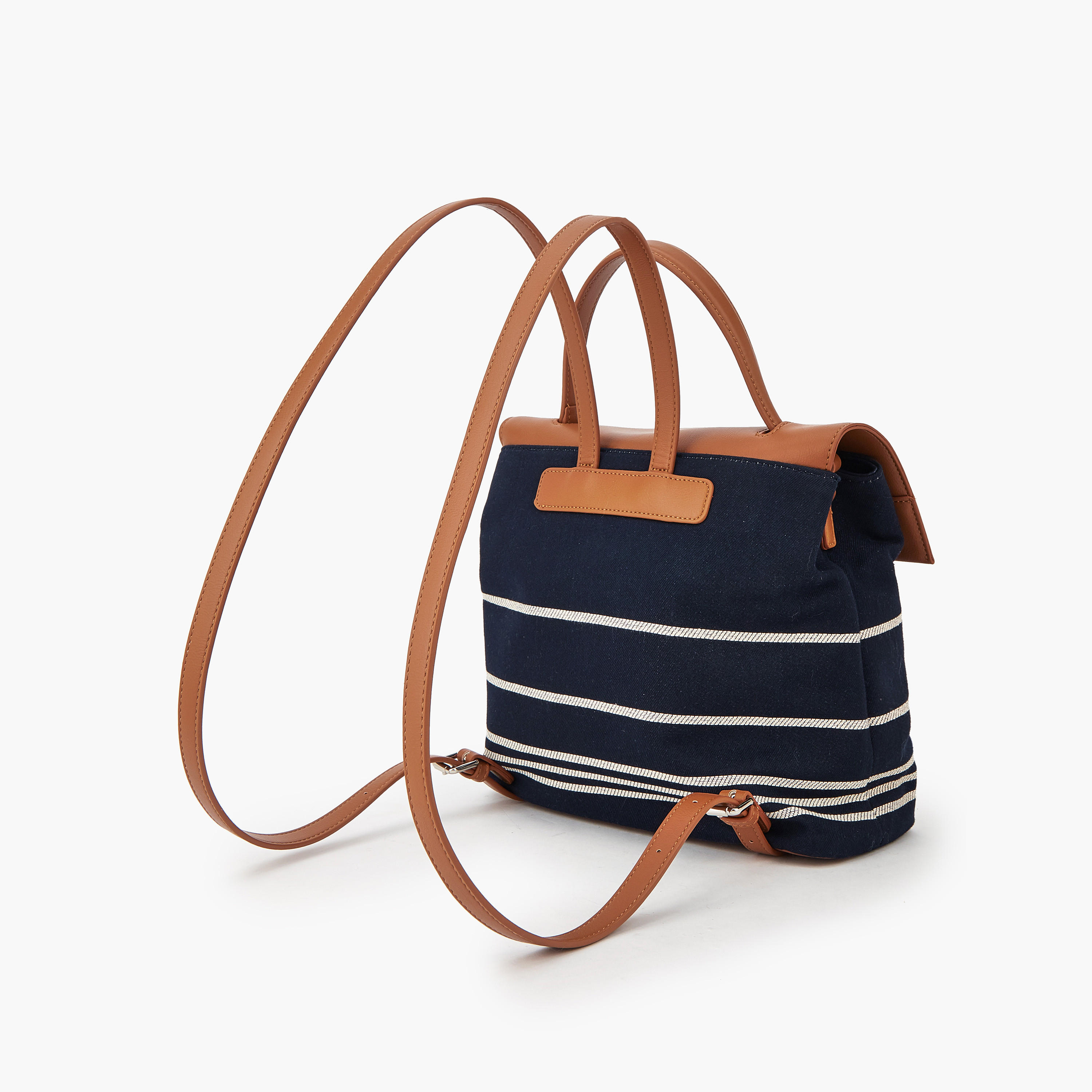 Celeste Striped Textile Backpack with Adjustable Shoulder Straps-women-bagsandwallets-backpacks-image-3