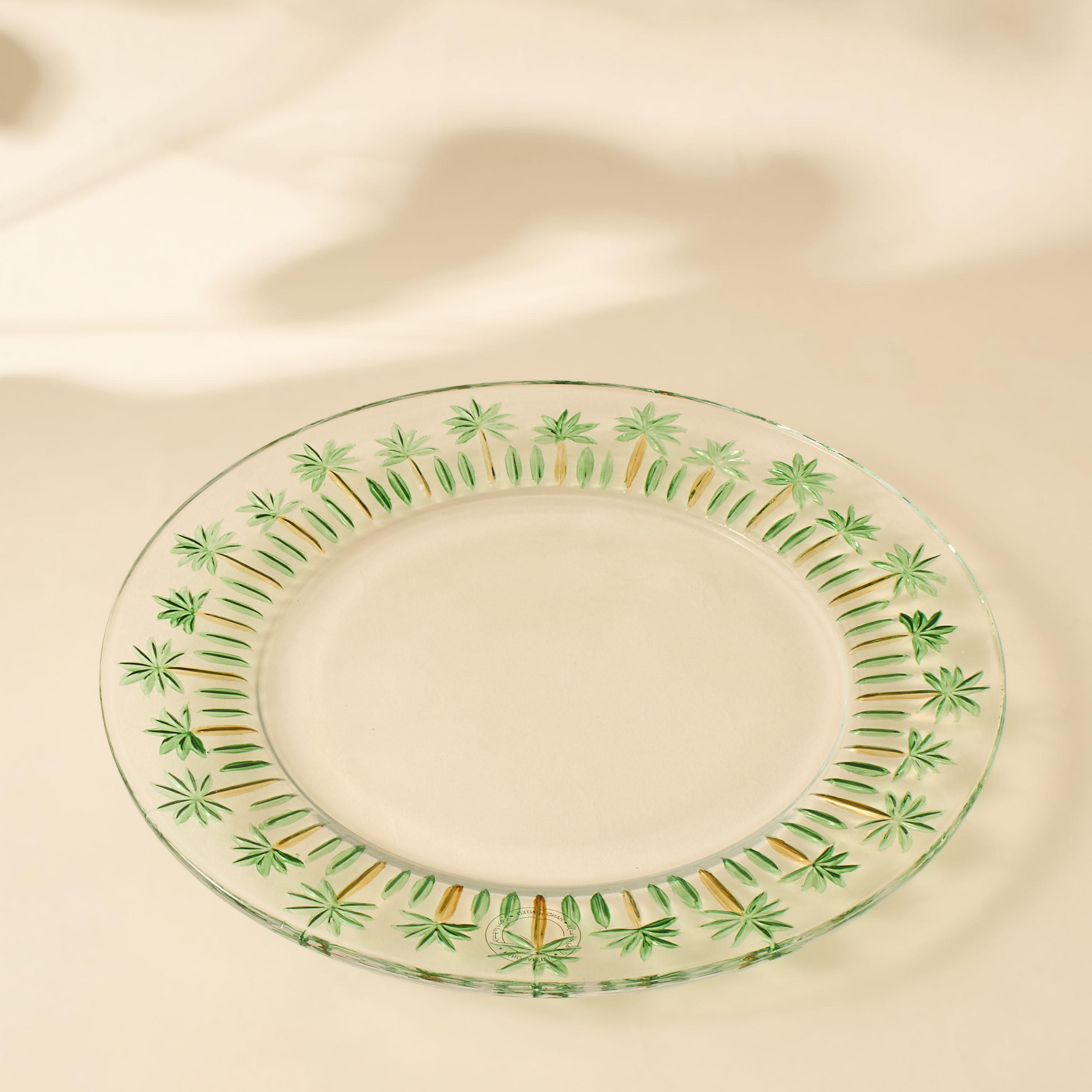 Palm Tree Print Glass Plate - 26 cms-household-dining-dinnerware-plates-image-2