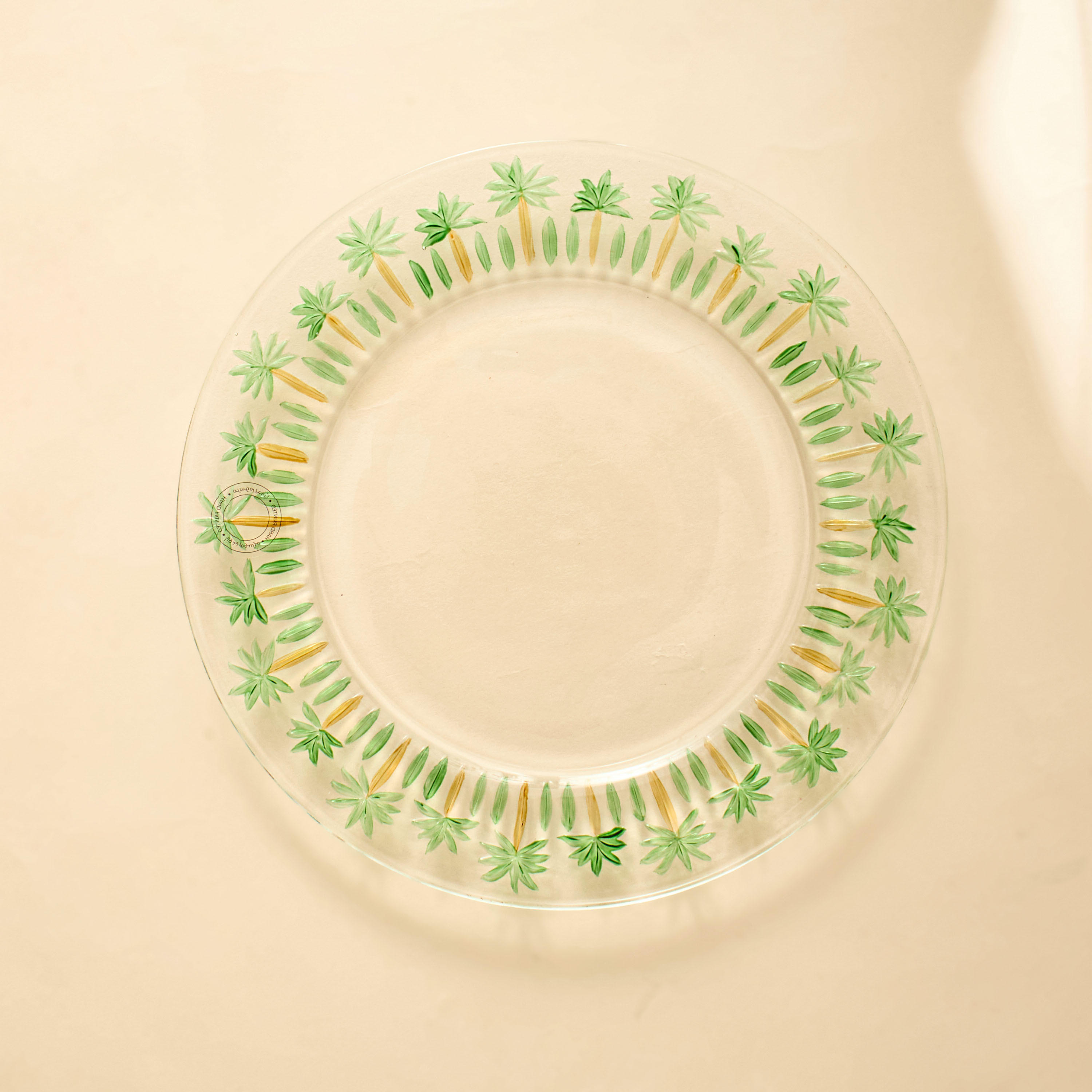 Palm Tree Print Glass Plate - 26 cms-household-dining-dinnerware-plates-image-3