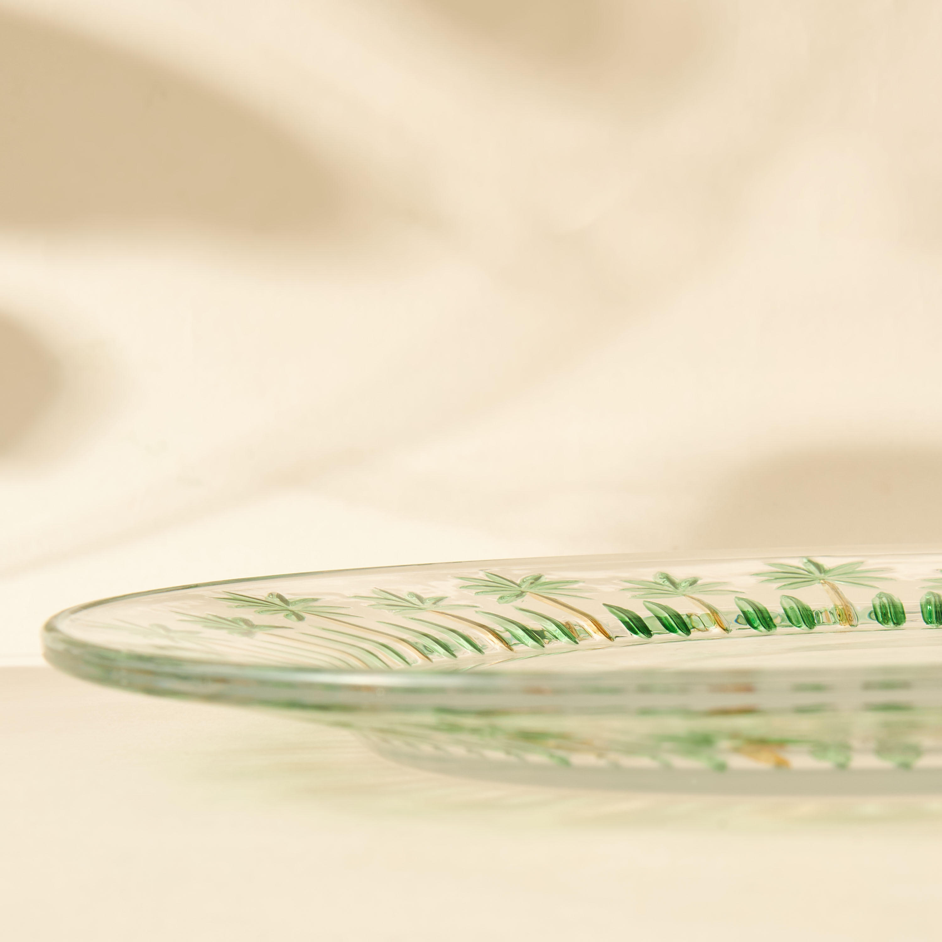 Palm Tree Print Glass Plate - 26 cms-household-dining-dinnerware-plates-image-4