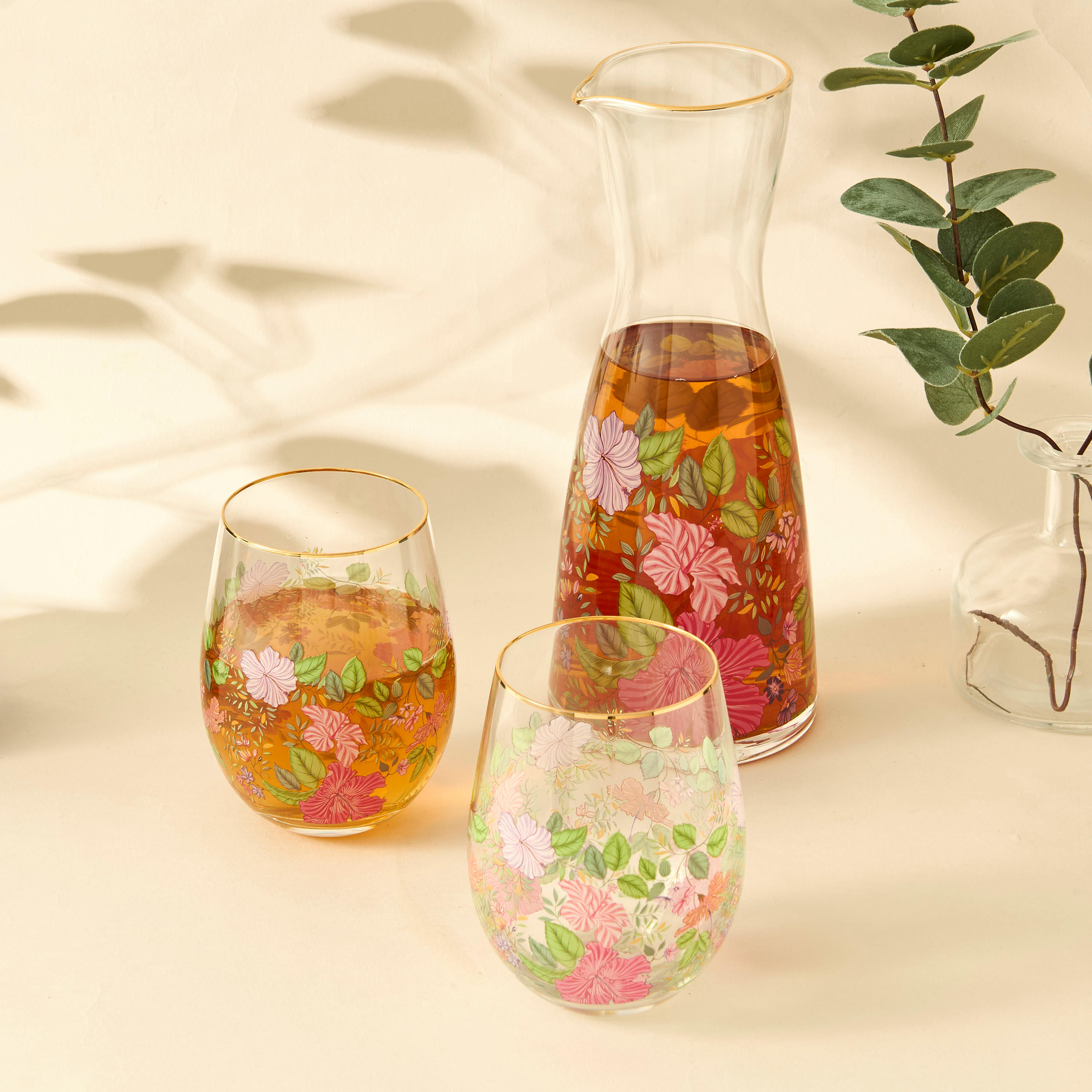 Summer Hot Flower Printed 5-Piece Carafe and Glass Set-household-dining-glassware-drinkingglasses-image-2