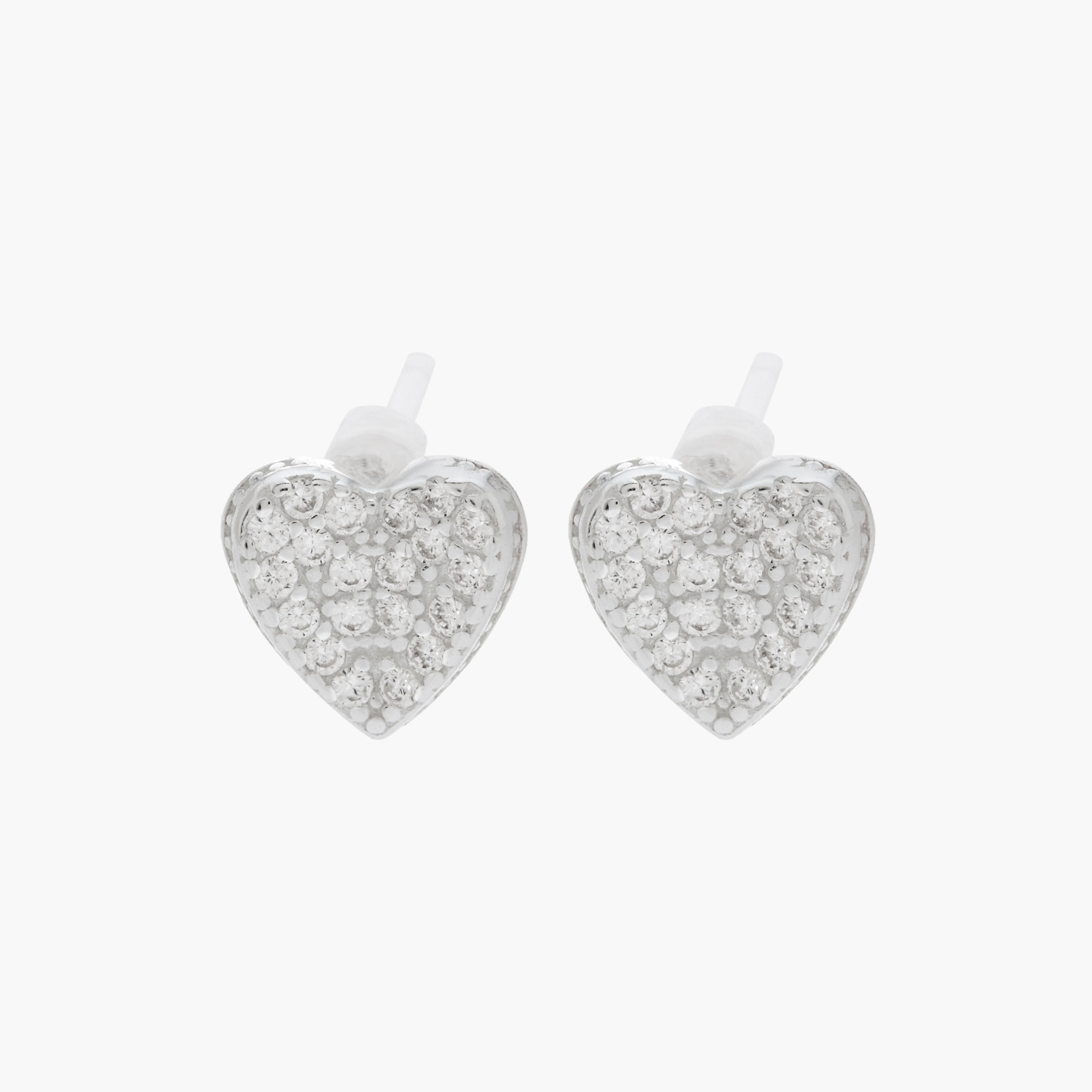 Silver Tone Heart Stud Earrings with Pushback Closure-women-watchesandjewellery-jewellery-earrings-image-1