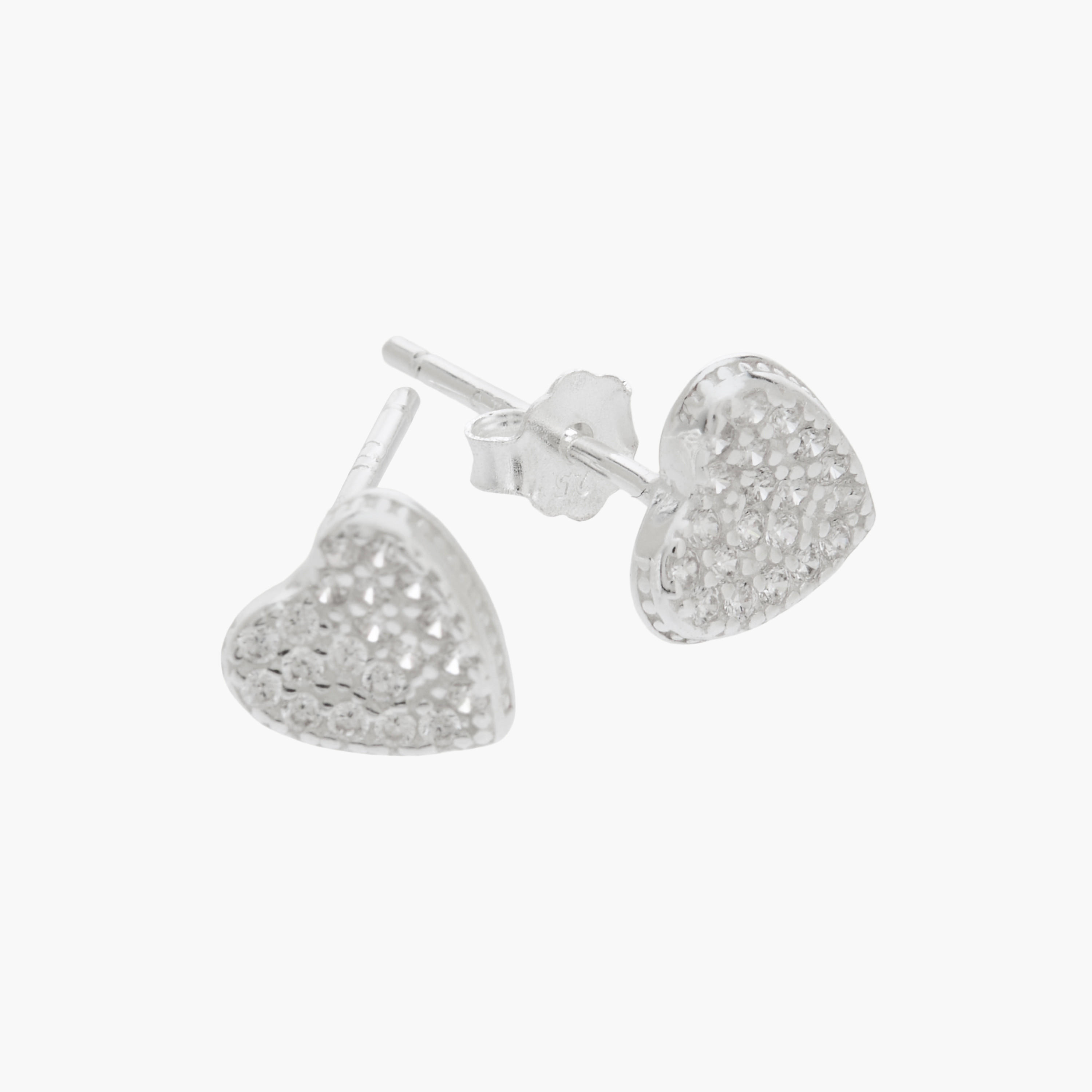 Silver Tone Heart Stud Earrings with Pushback Closure-women-watchesandjewellery-jewellery-earrings-image-3