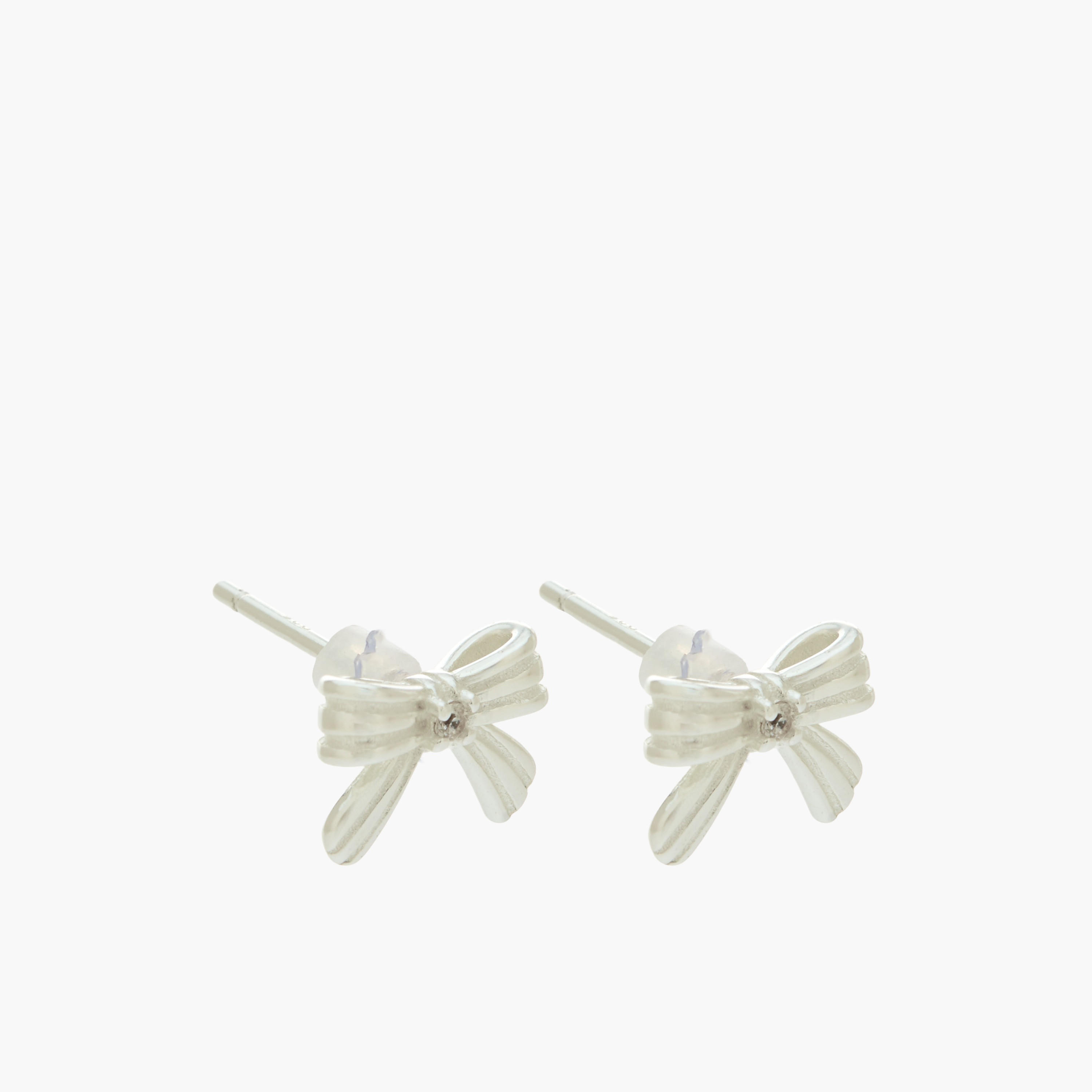 Silver Tone Bow Stud Earrings with Pushback Closure-women-watchesandjewellery-jewellery-earrings-image-2