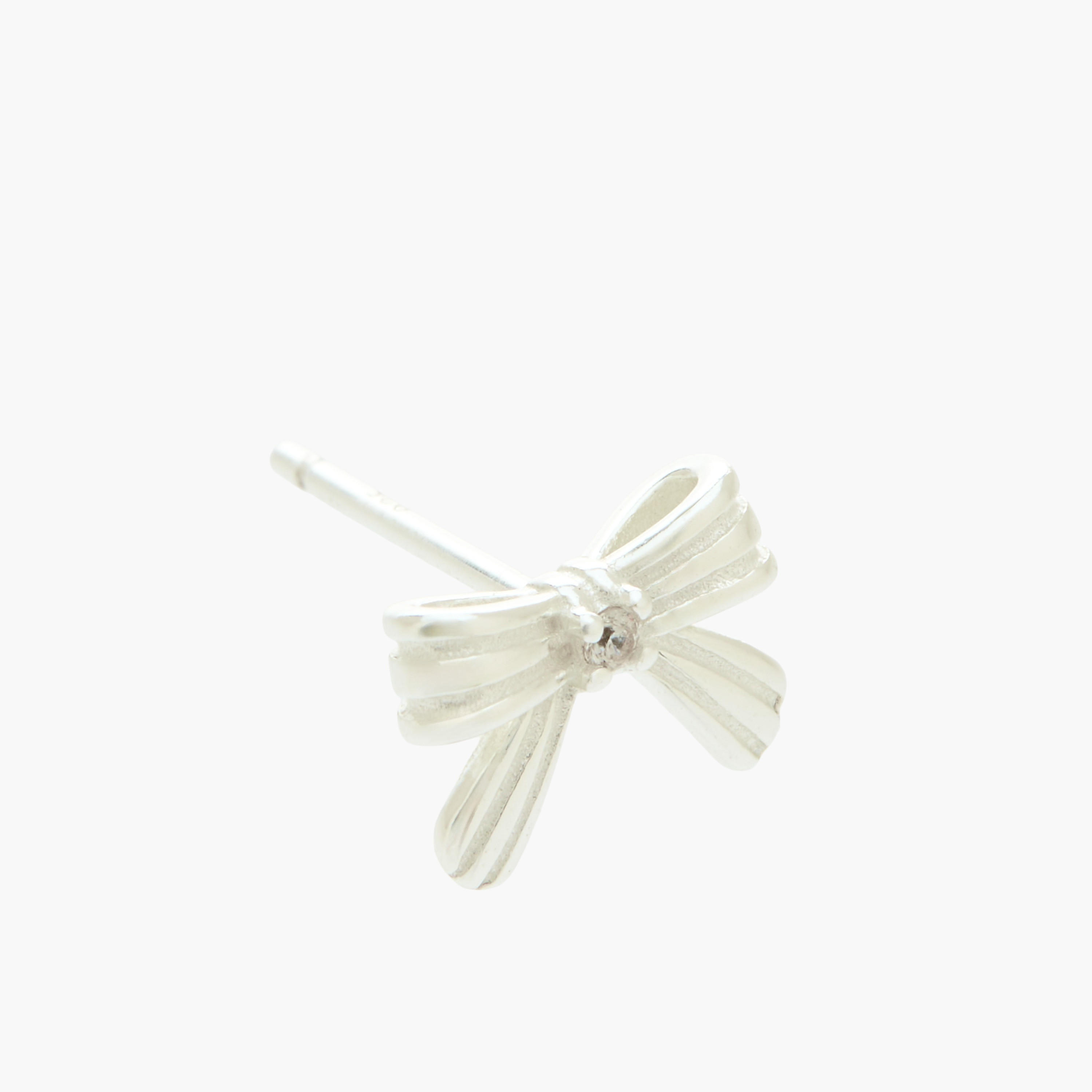 Silver Tone Bow Stud Earrings with Pushback Closure-women-watchesandjewellery-jewellery-earrings-image-3