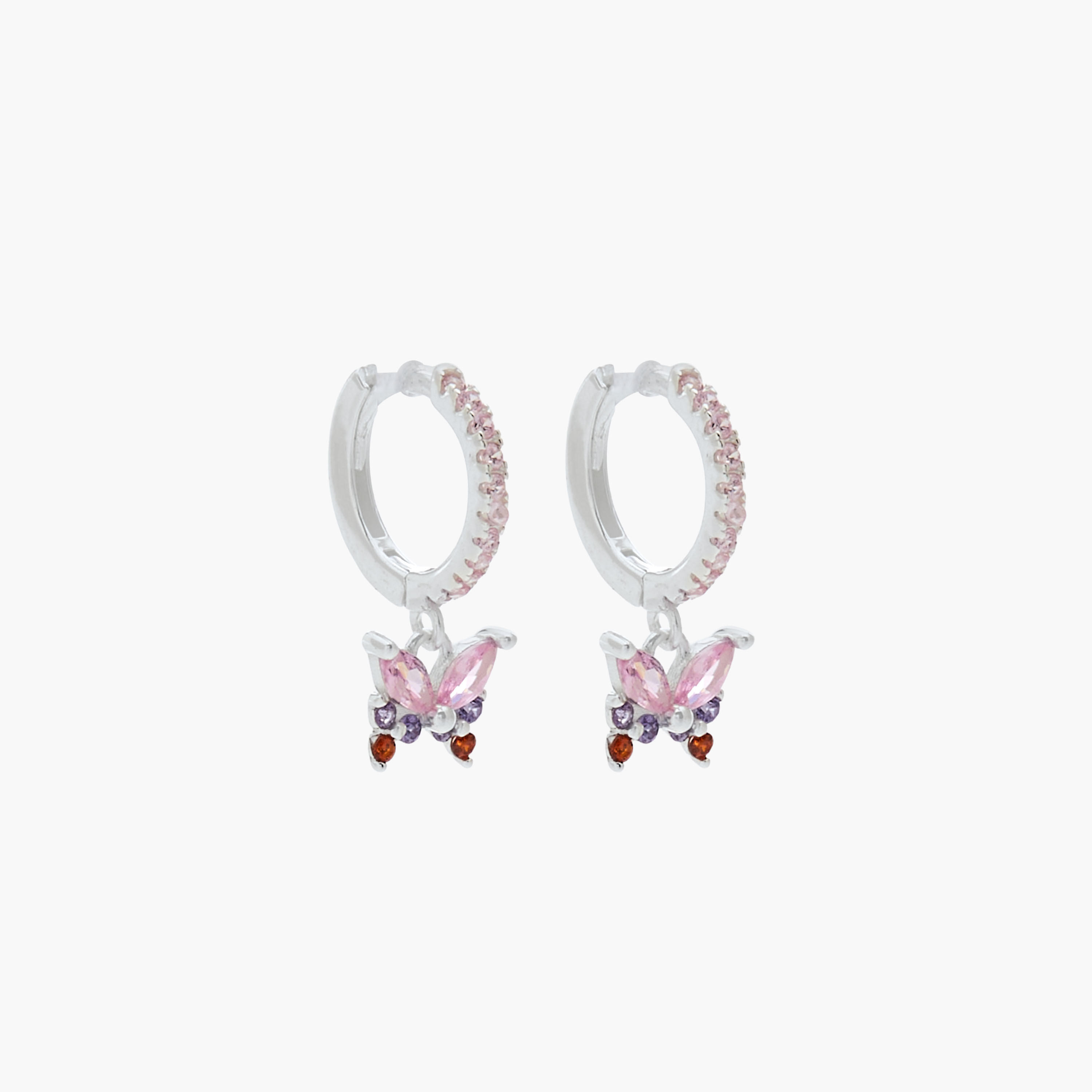 حلق طوق بلون فضي ودلاية فراشة-women-watchesandjewellery-jewellery-earrings-image-2