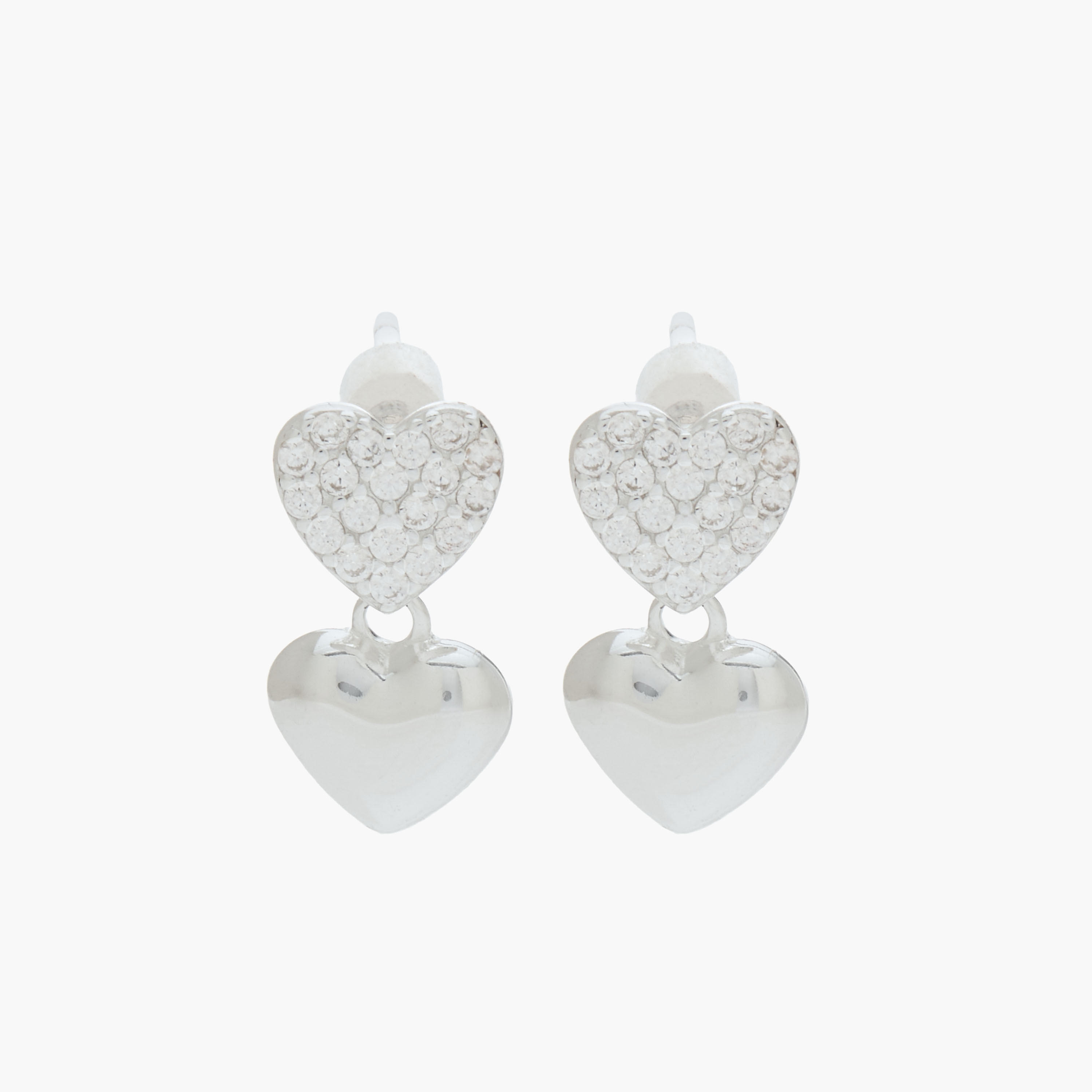 Silver Tone Drop Earrings with Embellished Heart-women-watchesandjewellery-jewellery-earrings-image-1