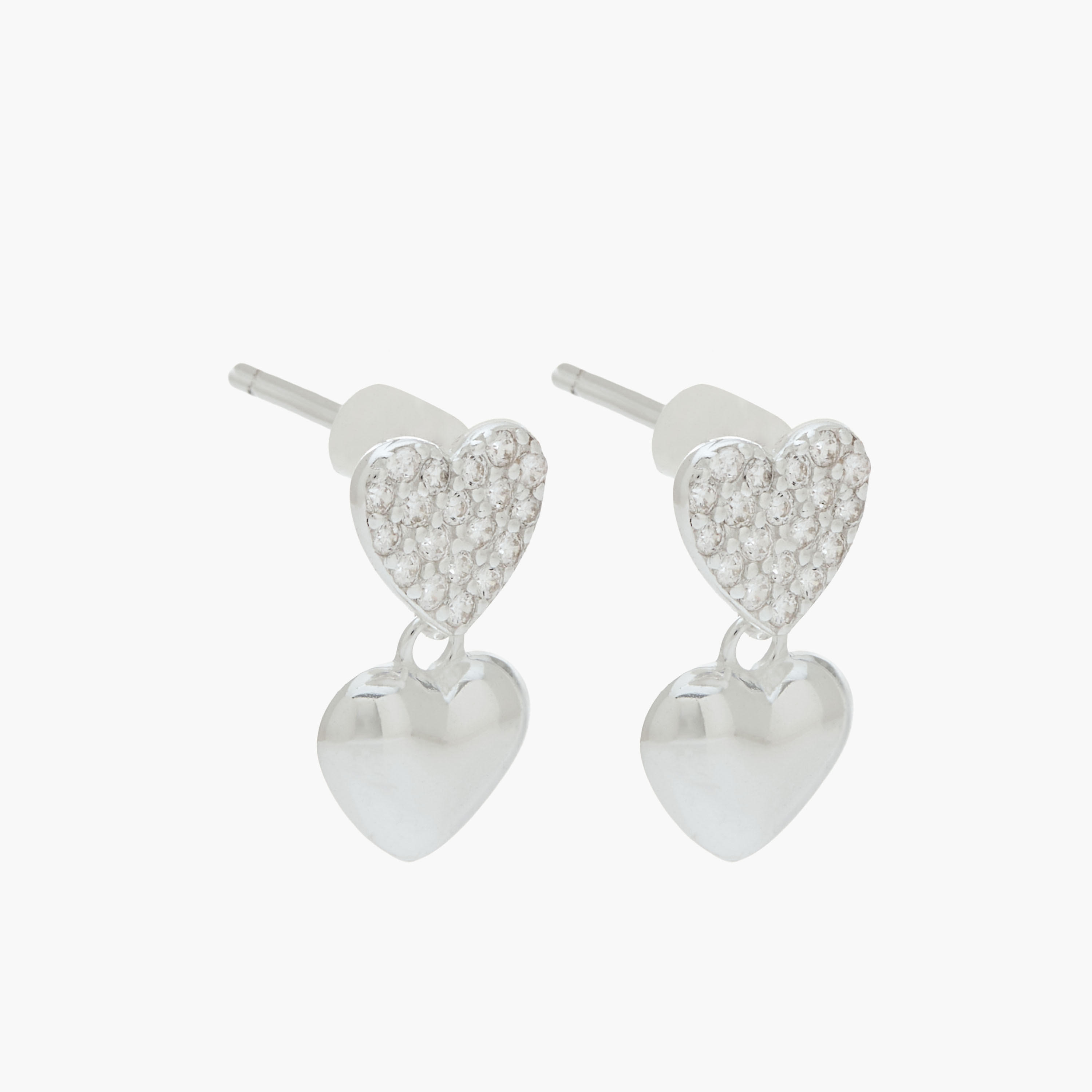Silver Tone Drop Earrings with Embellished Heart-women-watchesandjewellery-jewellery-earrings-image-2