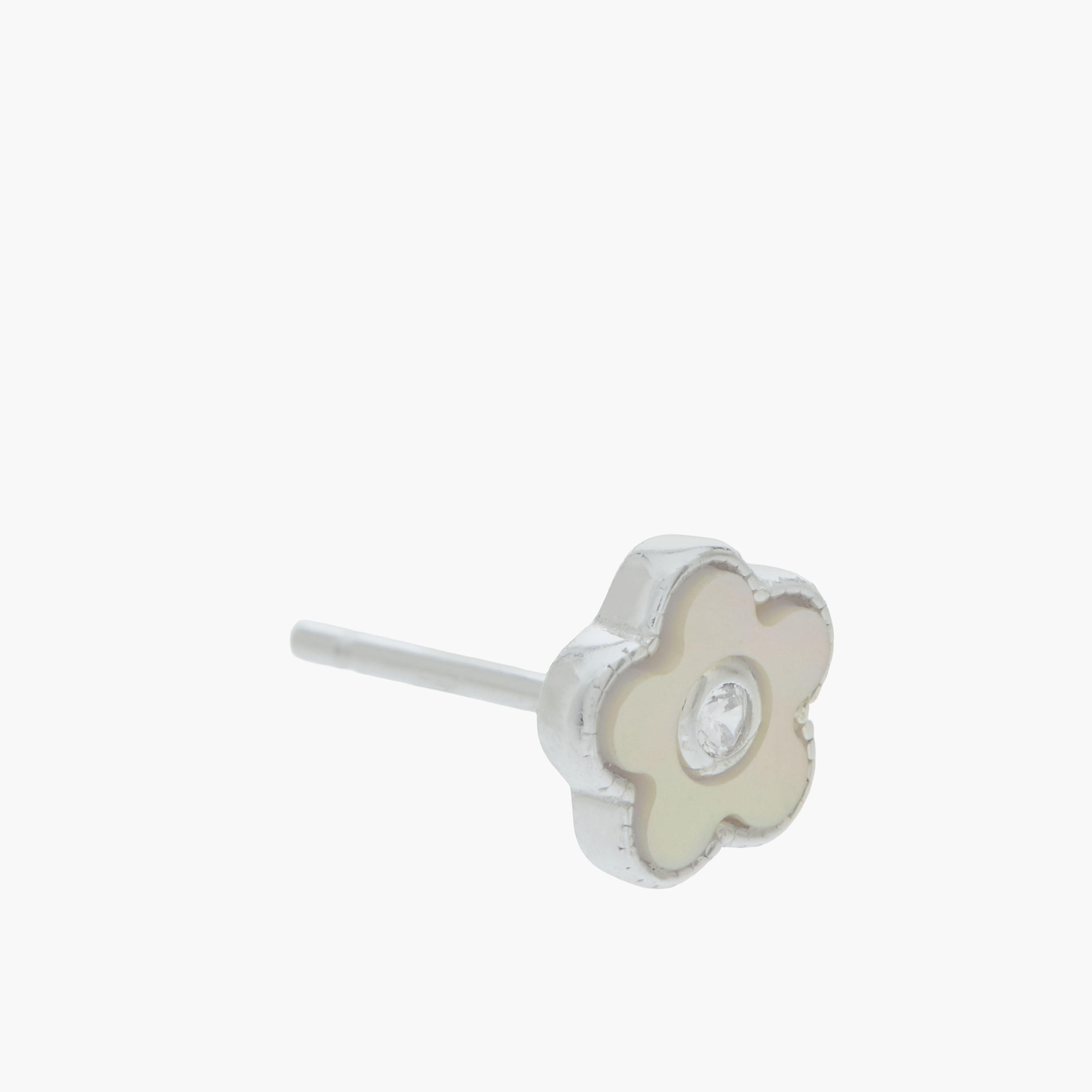 Silver Tone Floral Stud Earrings with Pushback Closure-women-watchesandjewellery-jewellery-earrings-image-3