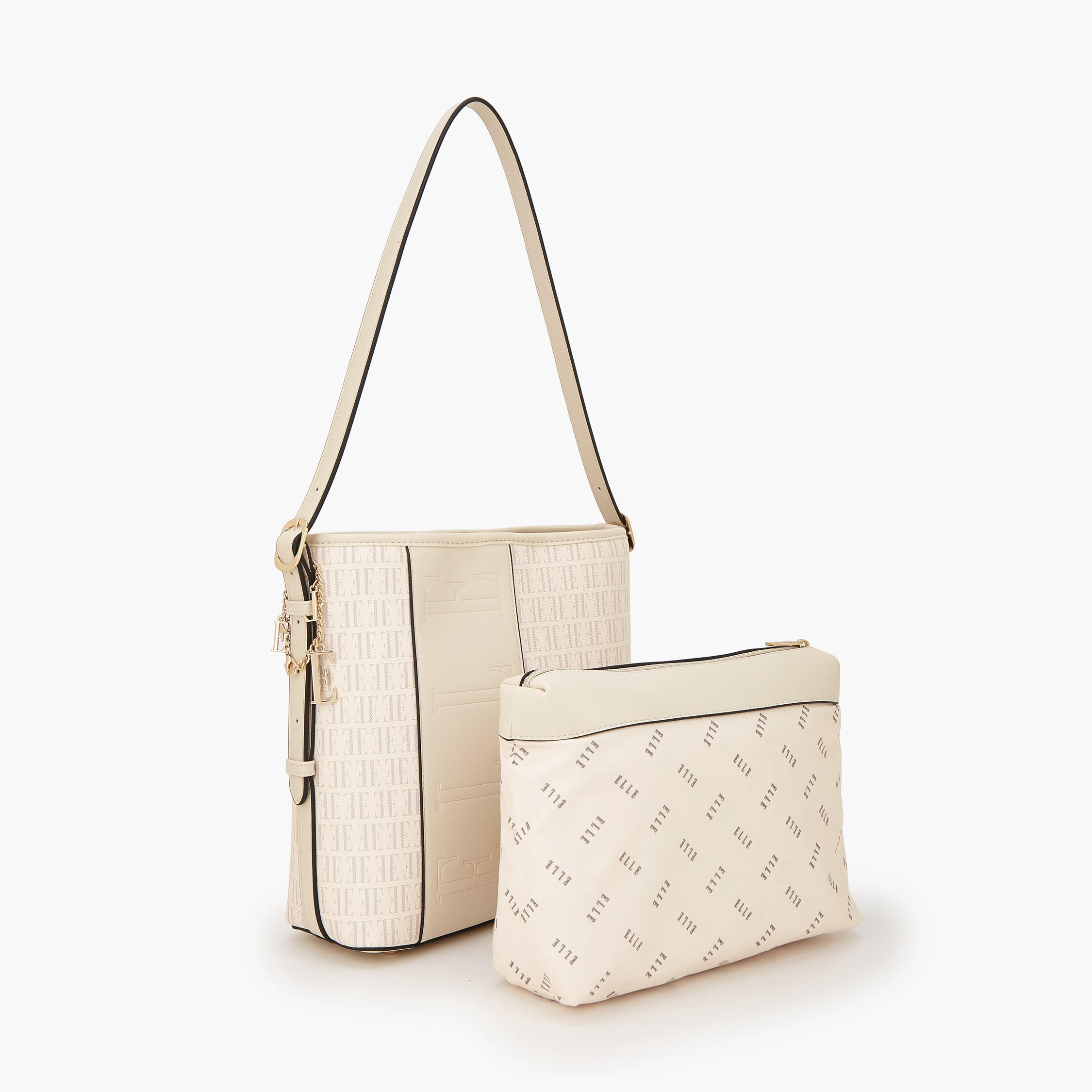 Elle Monogram Print Shoulder Bag with Pouch-women-bagsandwallets-handbags-image-7