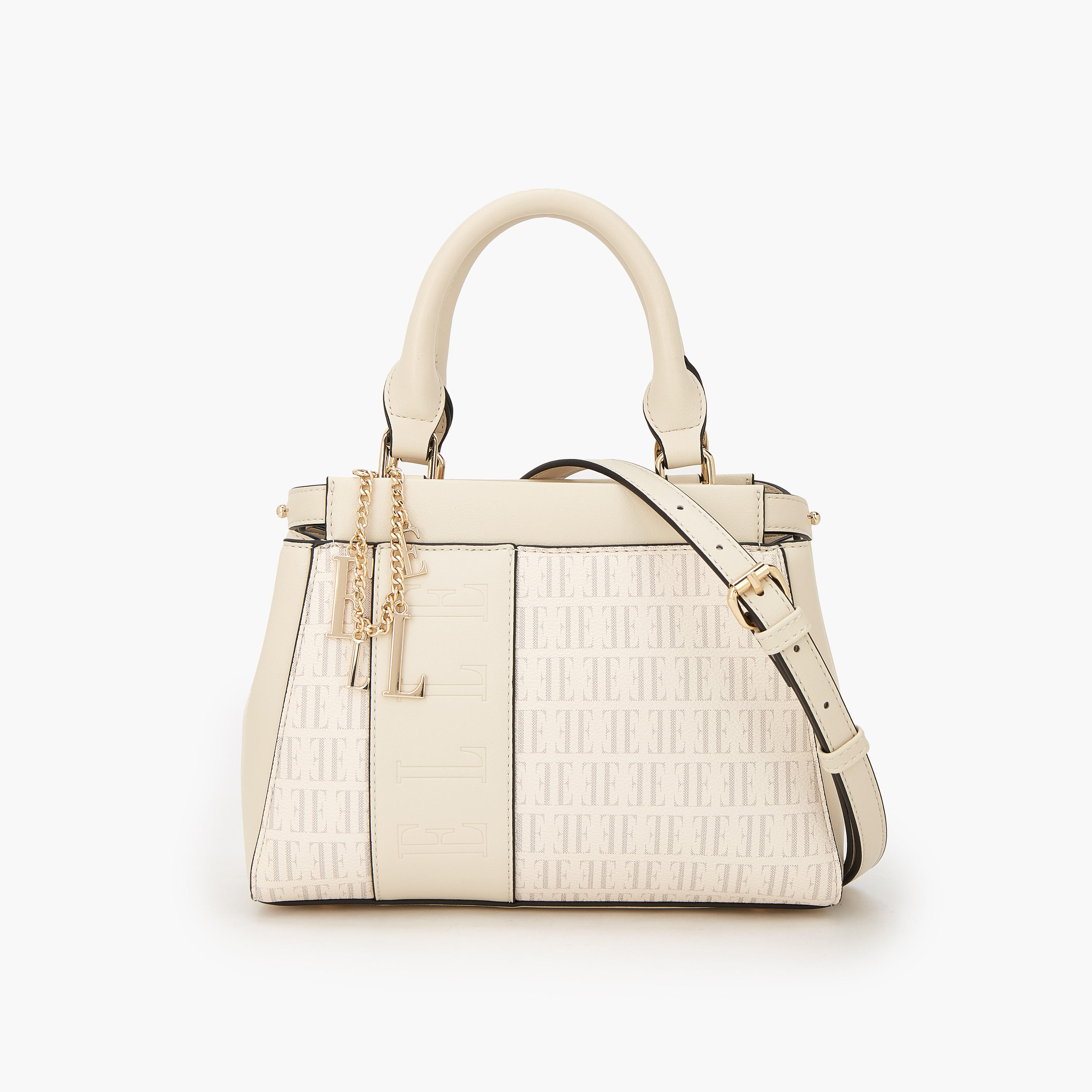 Elle Monogram Print Satchel Bag with Detachable Strap-women-bagsandwallets-handbags-image-1