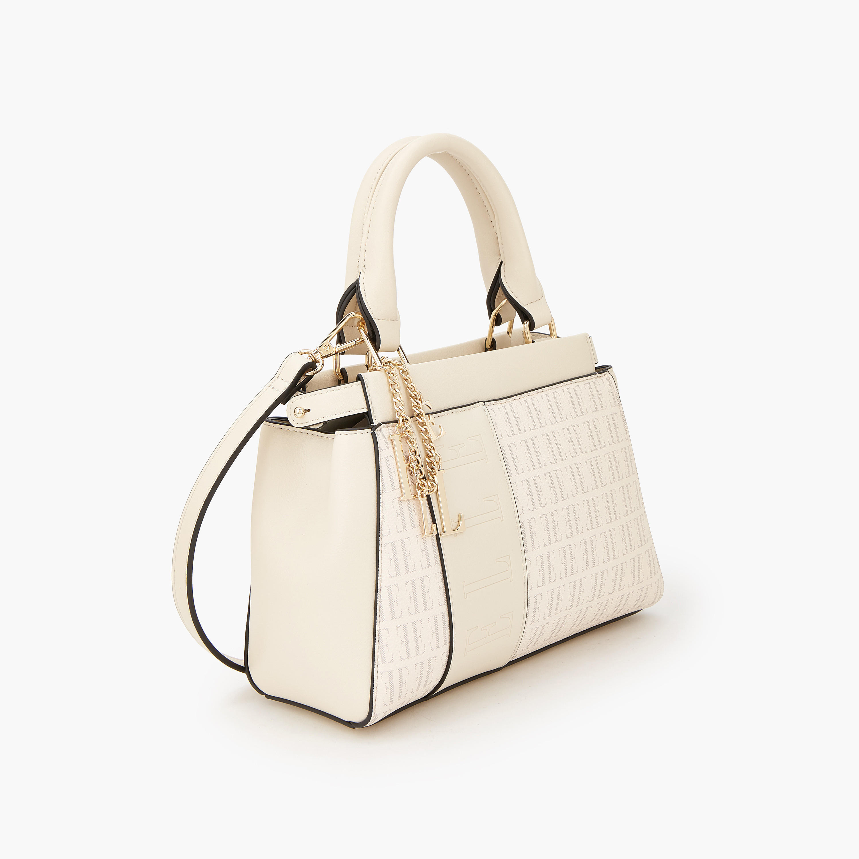 Elle Monogram Print Satchel Bag with Detachable Strap-women-bagsandwallets-handbags-image-3