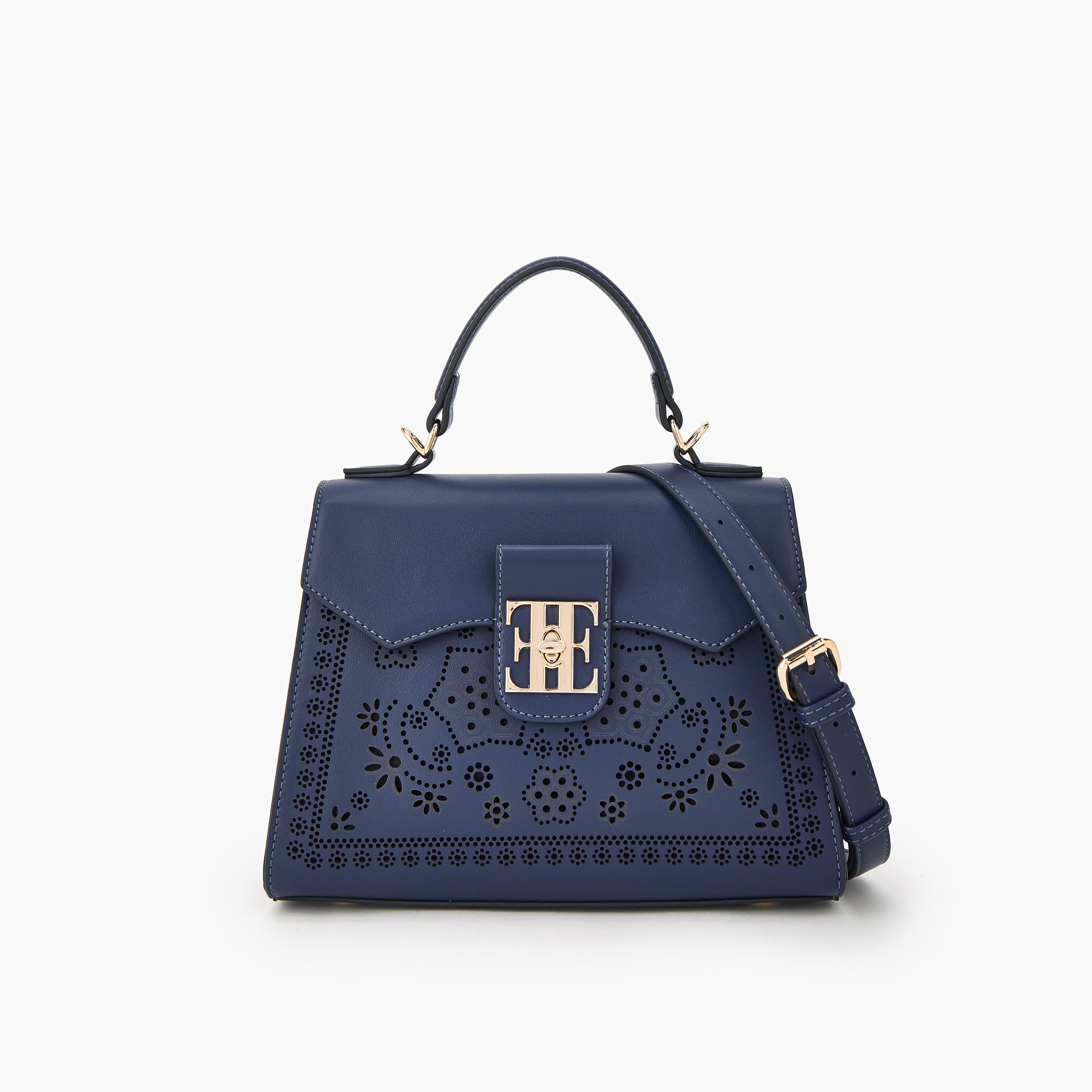 Elle Cutwork Satchel Bag with Detachable Strap-women-bagsandwallets-handbags-image-1