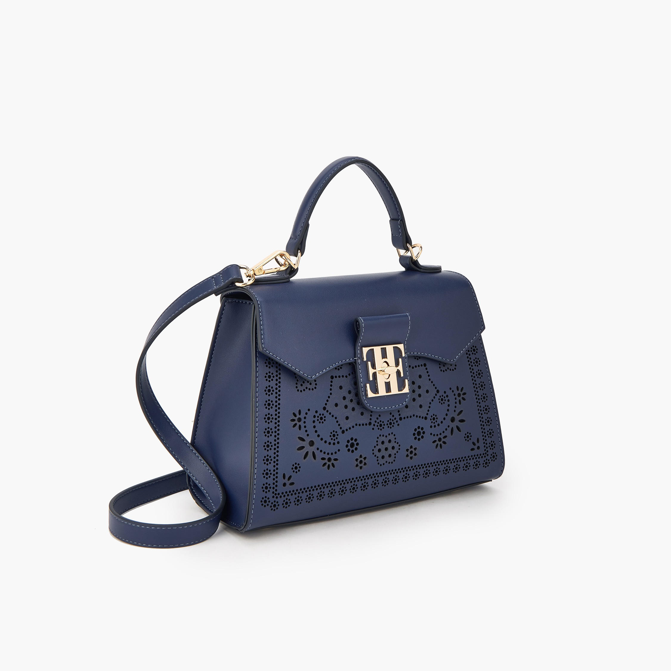 Elle Cutwork Satchel Bag with Detachable Strap-women-bagsandwallets-handbags-image-3