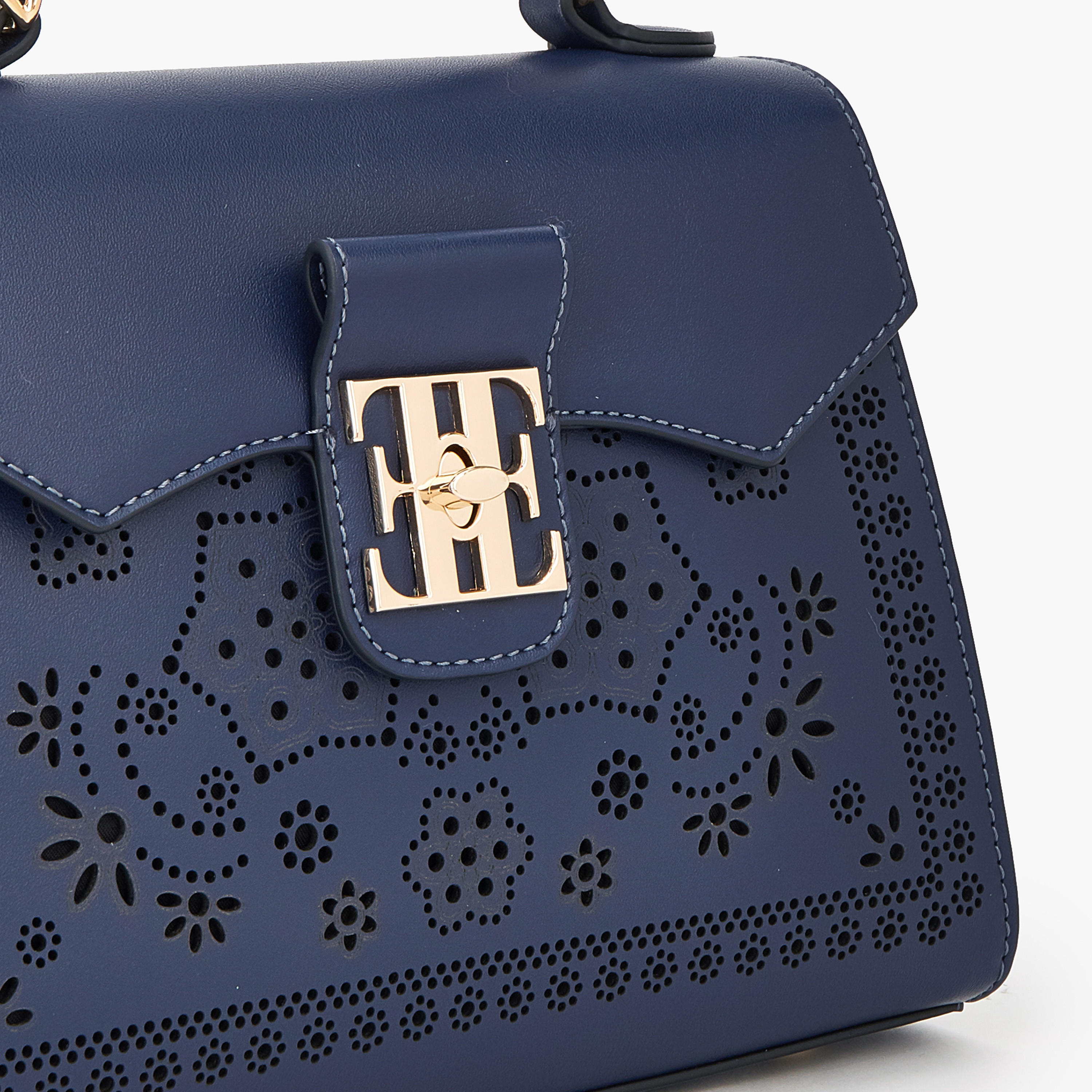 Elle Cutwork Satchel Bag with Detachable Strap-women-bagsandwallets-handbags-image-4