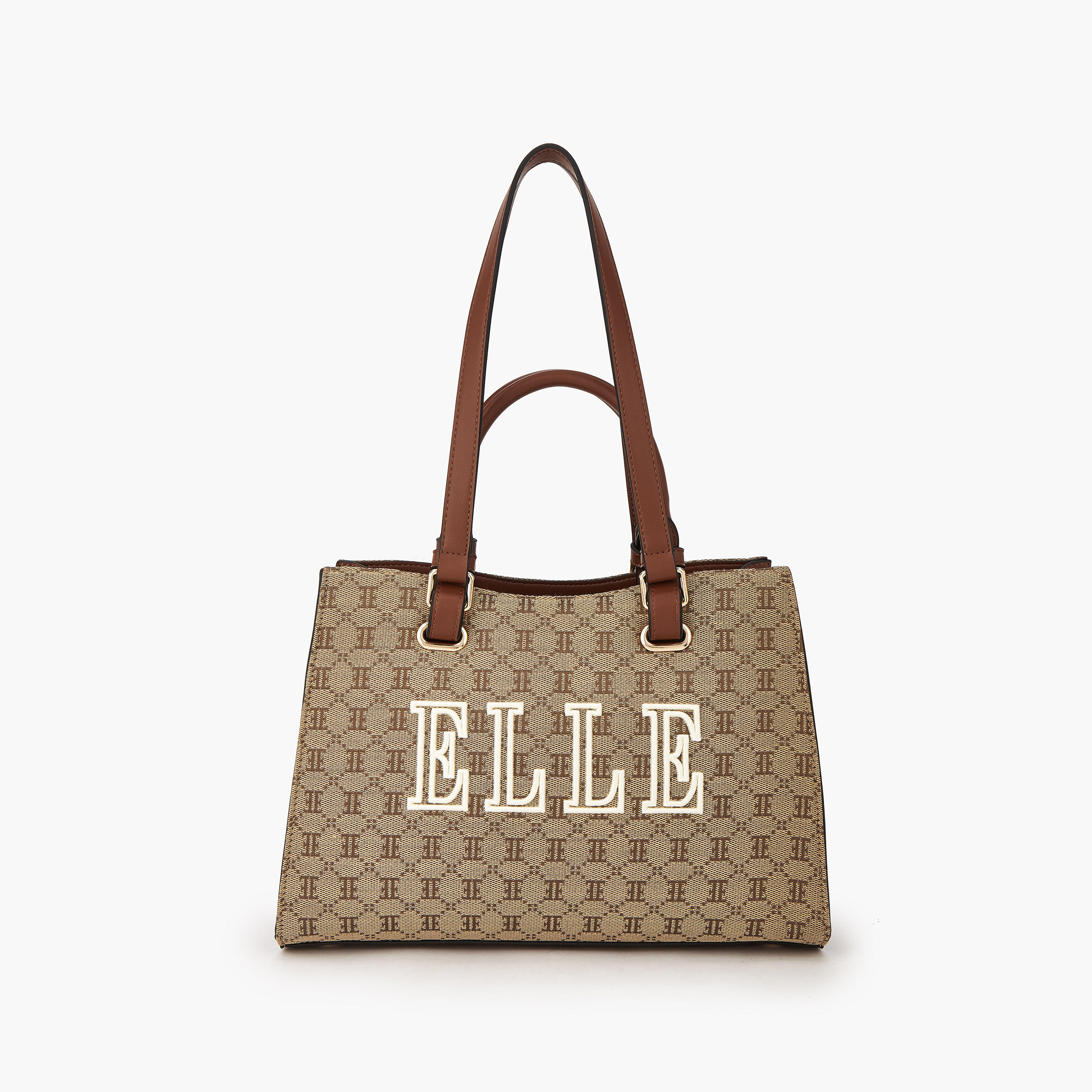 شنطة توتي بنمط مونوجرام بارز الملمس ومقبض مزدوج من إيل-women-bagsandwallets-handbags-image-7