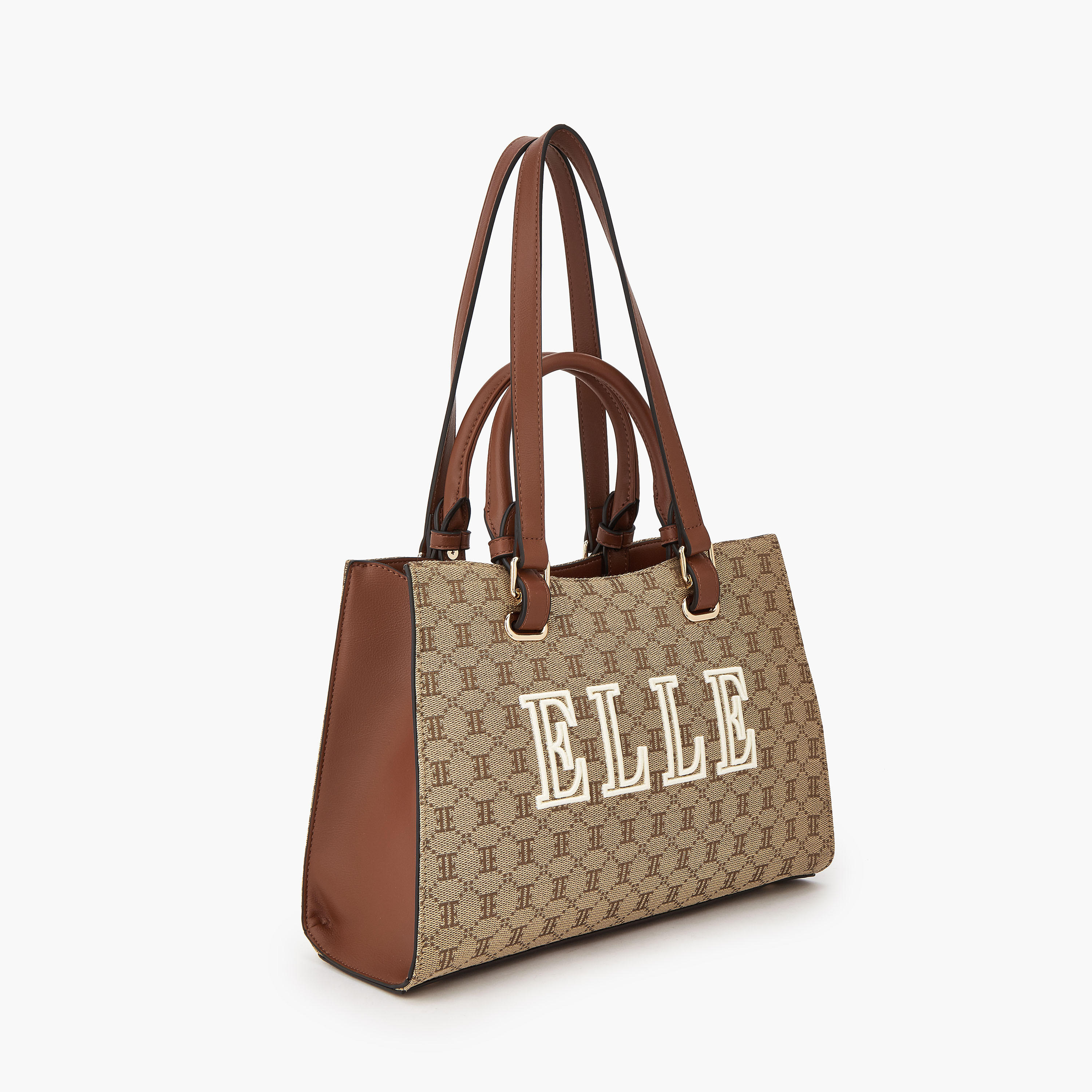 شنطة توتي بنمط مونوجرام بارز الملمس ومقبض مزدوج من إيل-women-bagsandwallets-handbags-image-6
