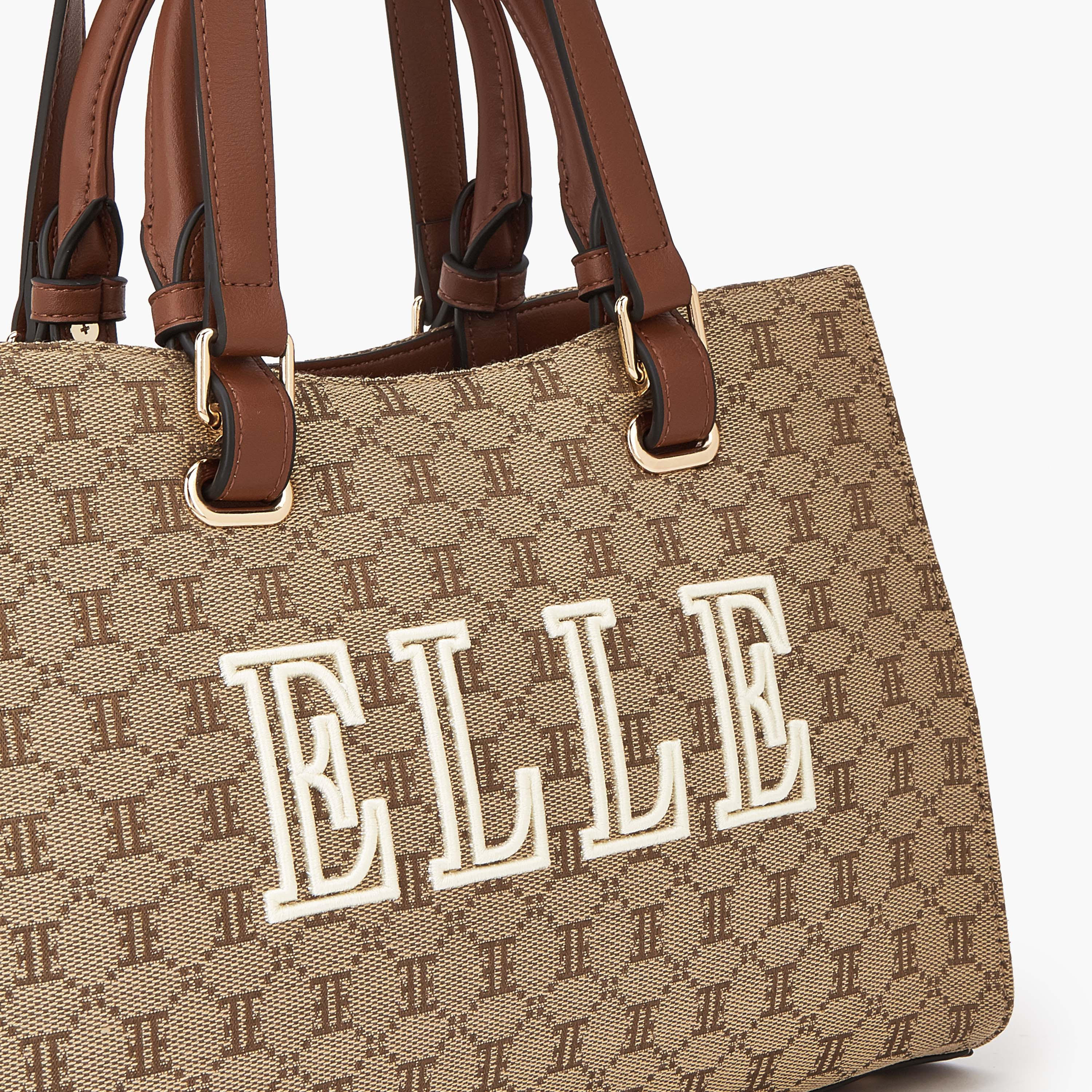 شنطة توتي بنمط مونوجرام بارز الملمس ومقبض مزدوج من إيل-women-bagsandwallets-handbags-image-5