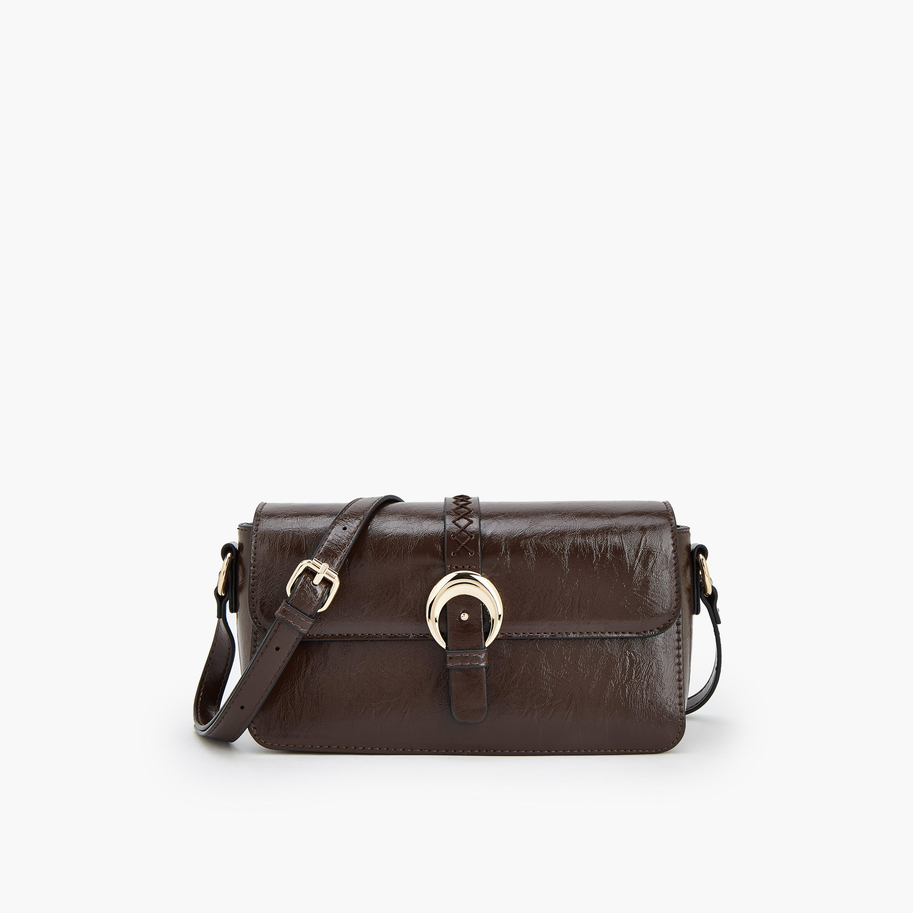 Paprika Buckle Detail Crossbody Bag with Adjustable Strap-women-bagsandwallets-handbags-image-1