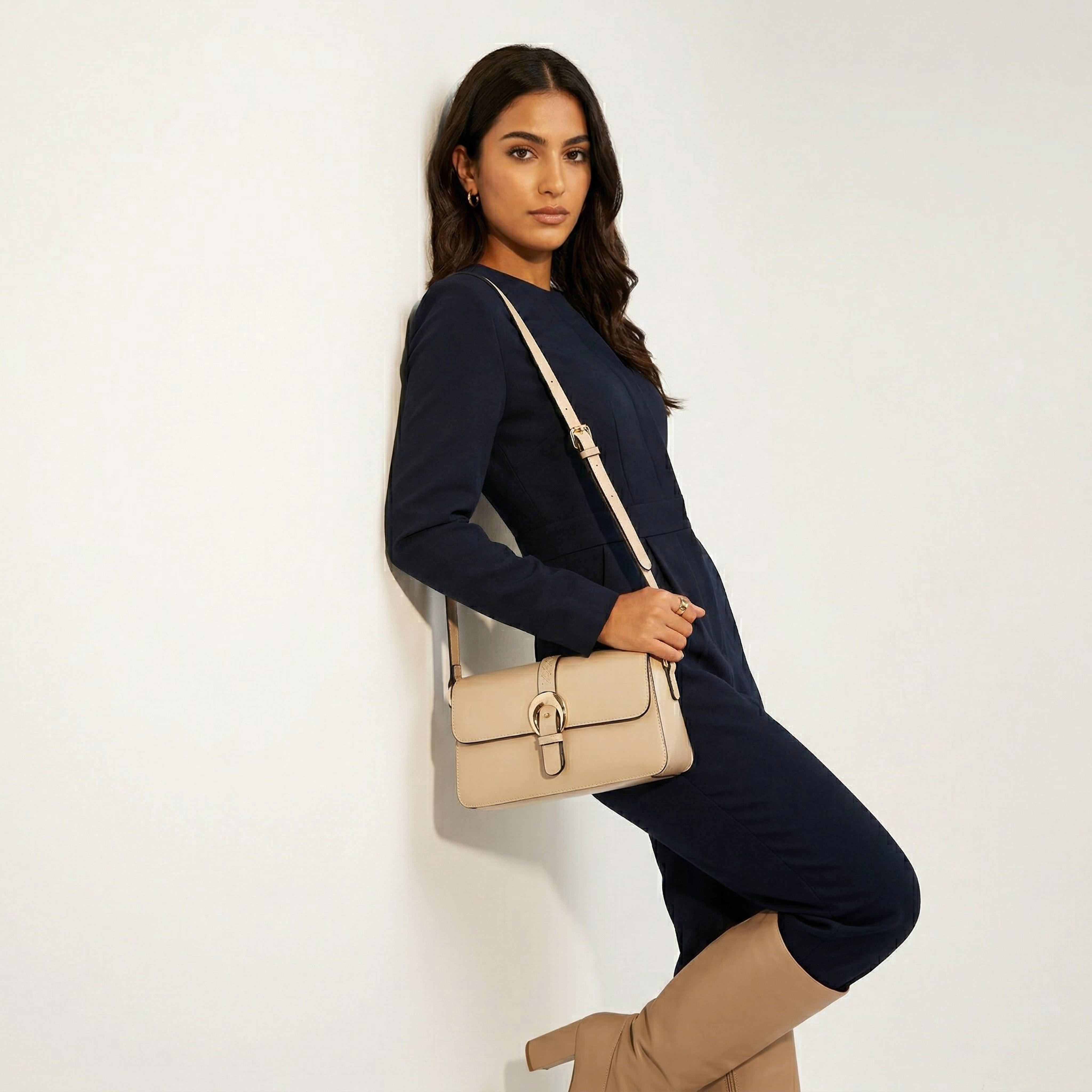 Paprika Buckle Detail Crossbody Bag with Adjustable Strap-women-bagsandwallets-handbags-image-2