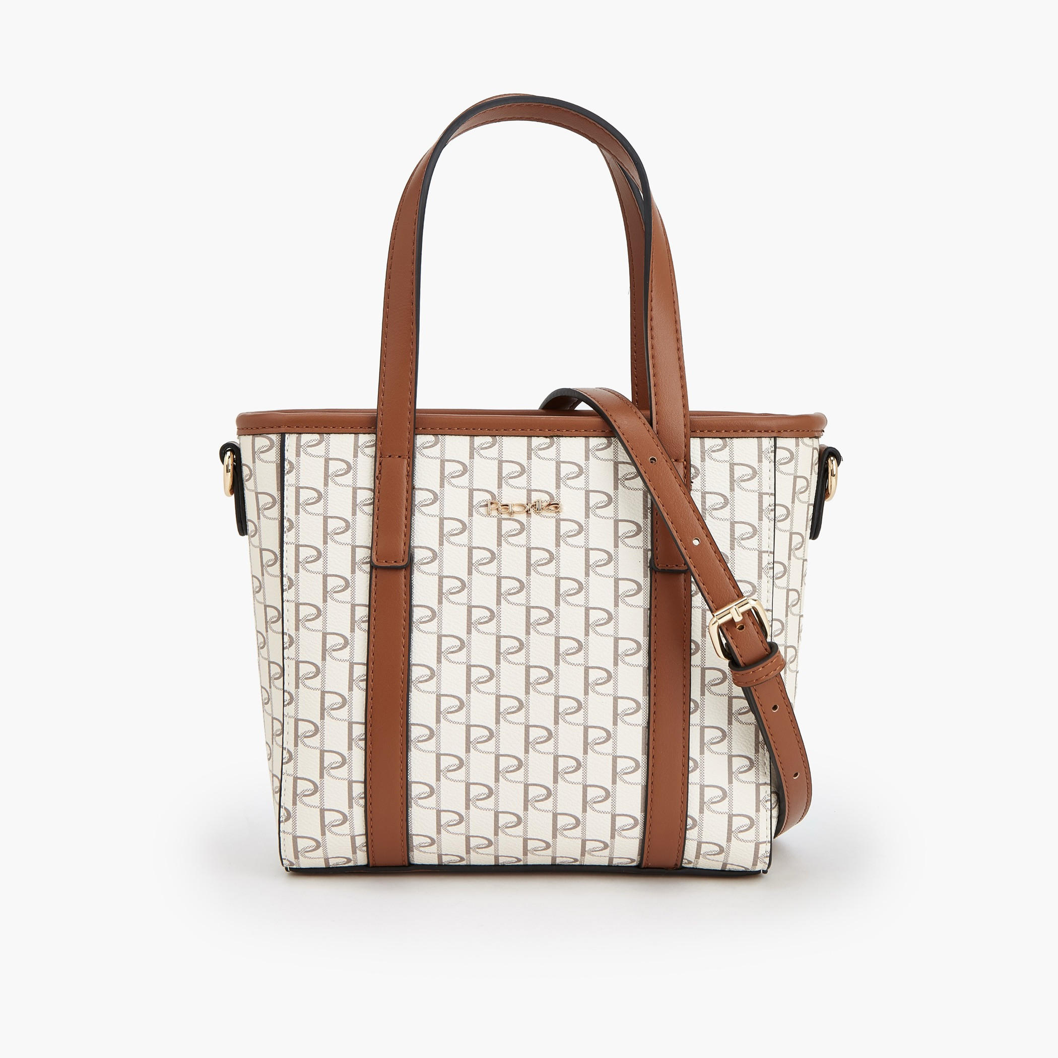 Paprika Monogram Print Tote Bag with Detachable Strap-women-bagsandwallets-handbags-image-1