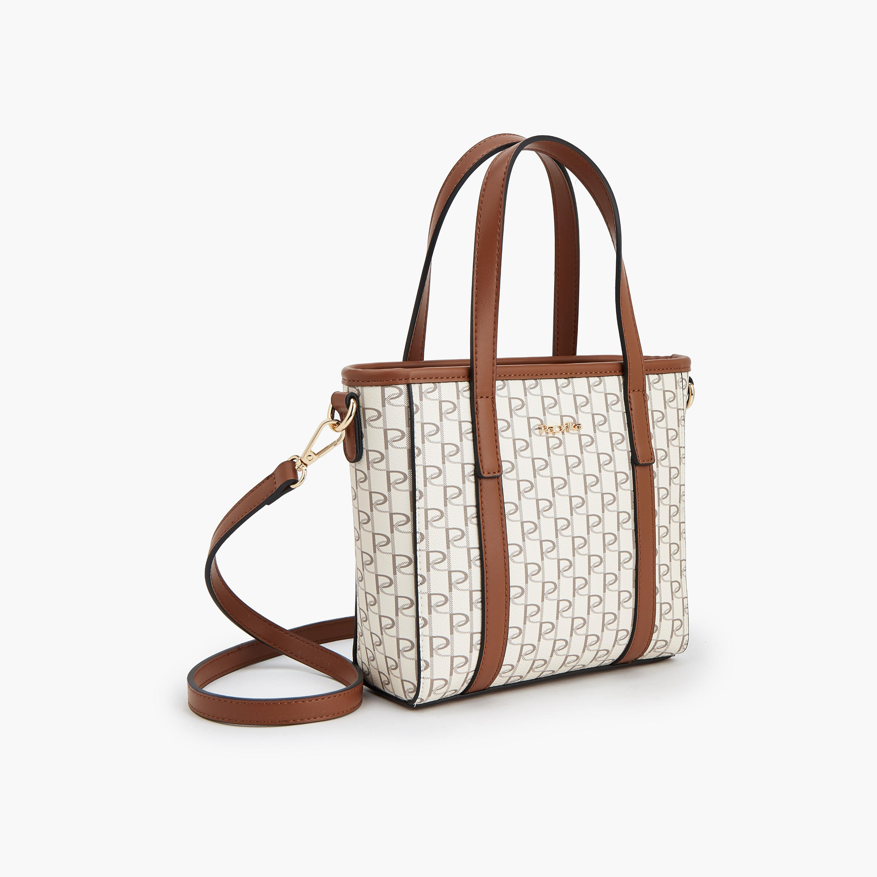 Paprika Monogram Print Tote Bag with Detachable Strap-women-bagsandwallets-handbags-image-4