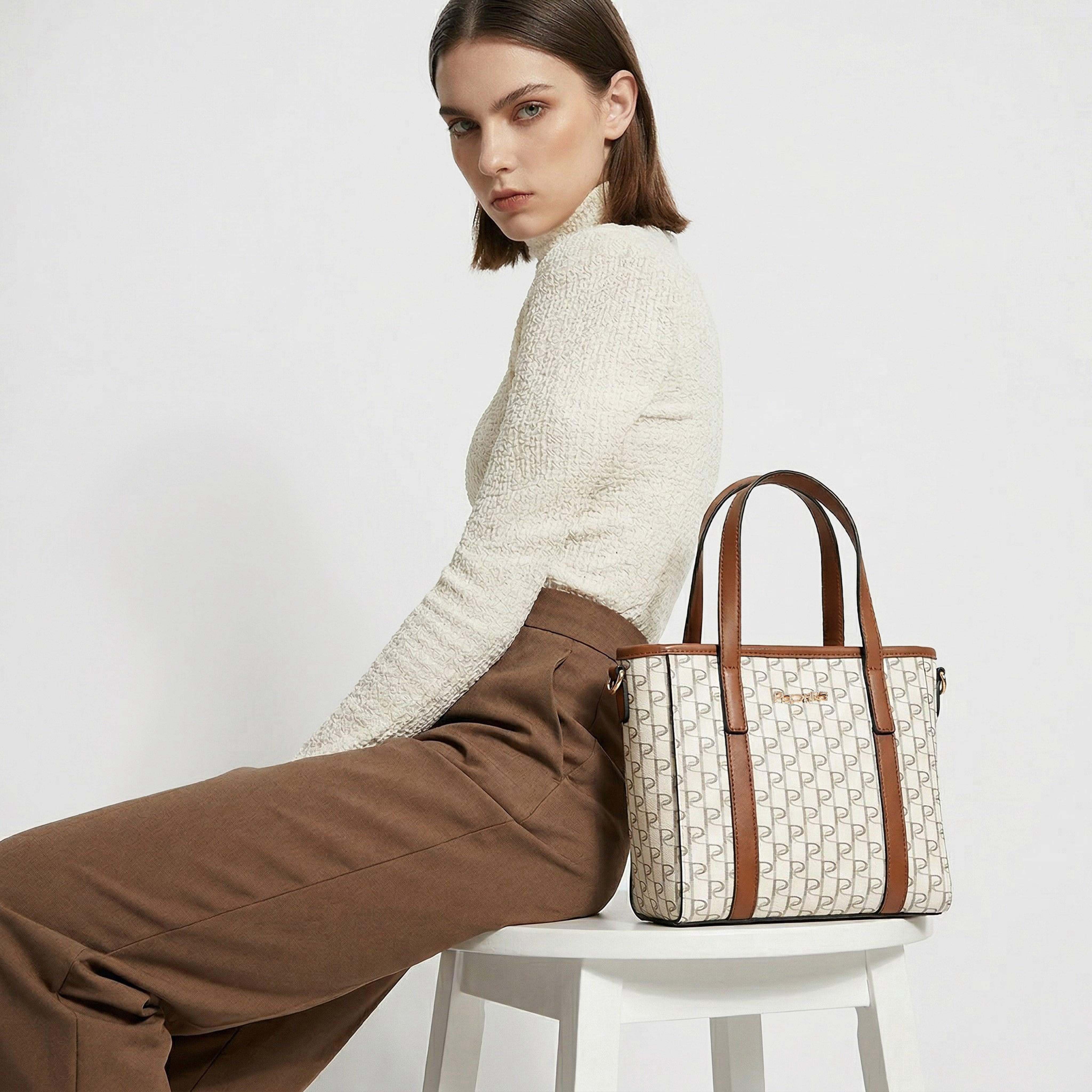 Paprika Monogram Print Tote Bag with Detachable Strap-women-bagsandwallets-handbags-image-2