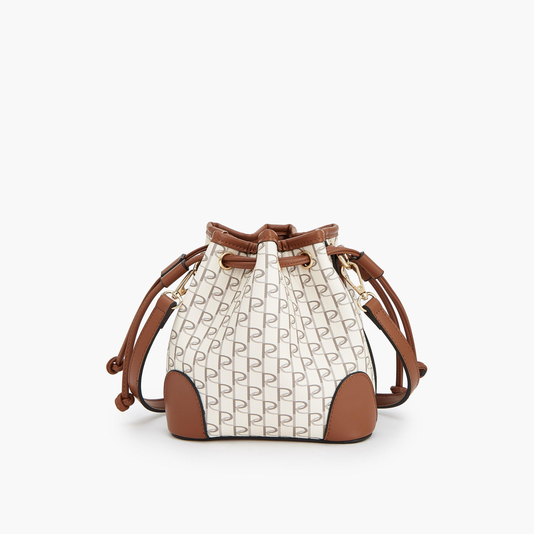Paprika Monogram Print Bucket Bag with Drawstring Closure-women-bagsandwallets-handbags-image-6