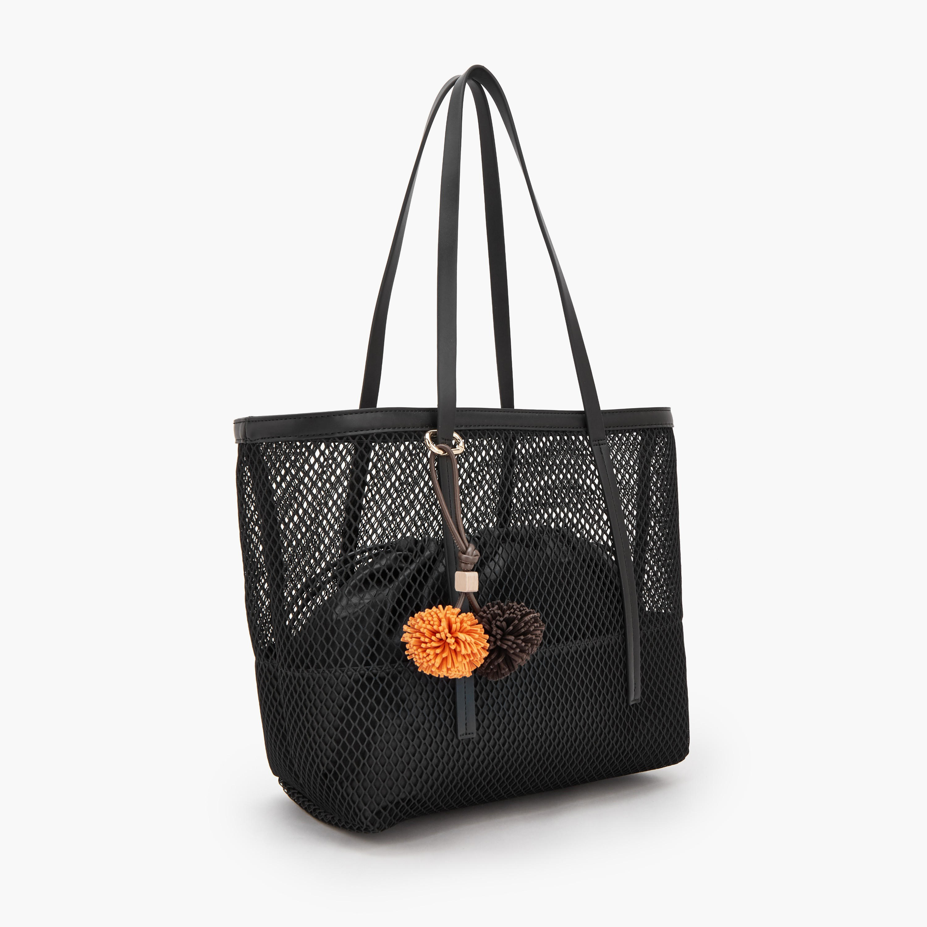 شنطة شوبر بارزة الملمس مع شنطة صغيرة بحزام إغلاق من سيليست-women-bagsandwallets-handbags-image-3