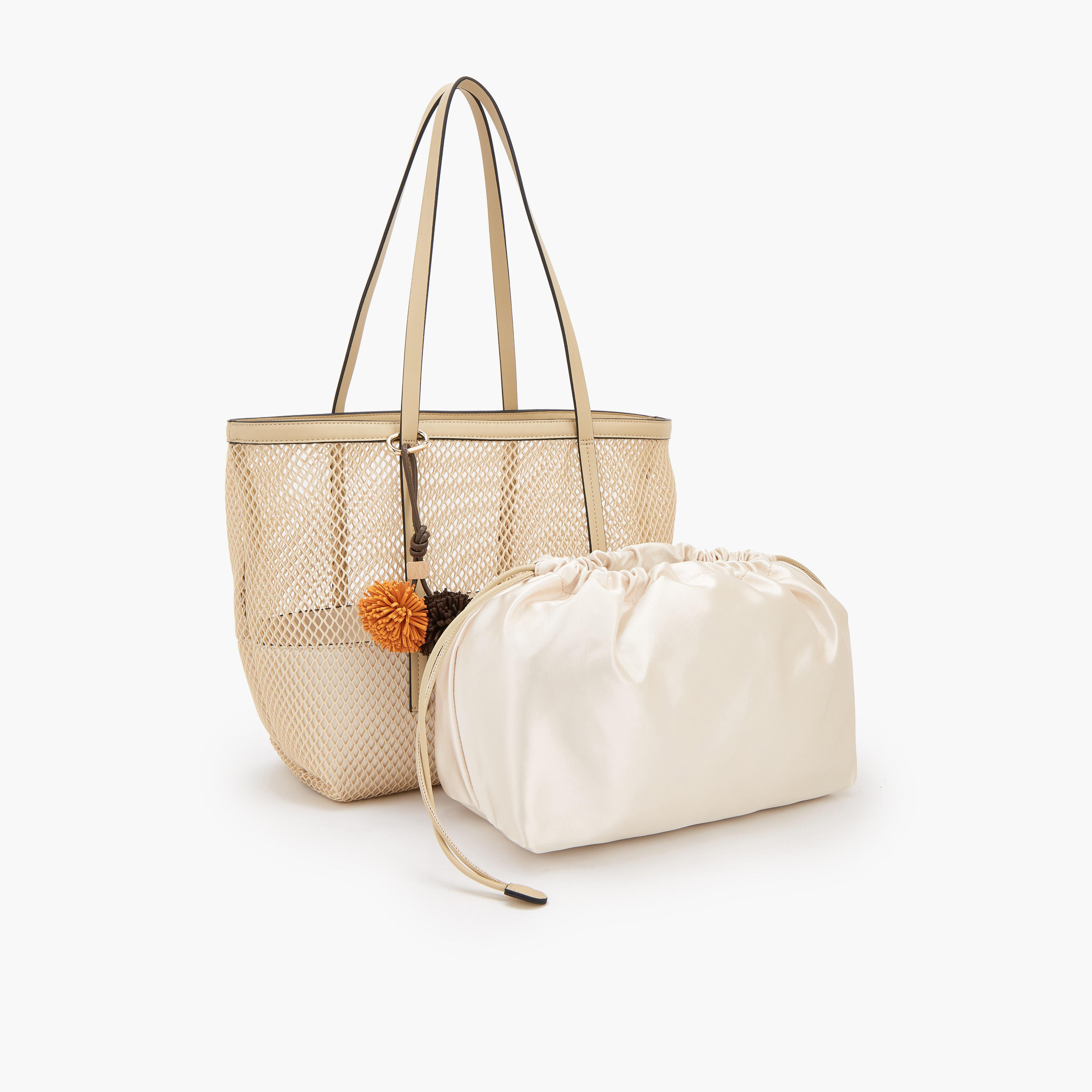 شنطة شوبر بارزة الملمس مع شنطة صغيرة بحزام إغلاق من سيليست-women-bagsandwallets-handbags-image-7