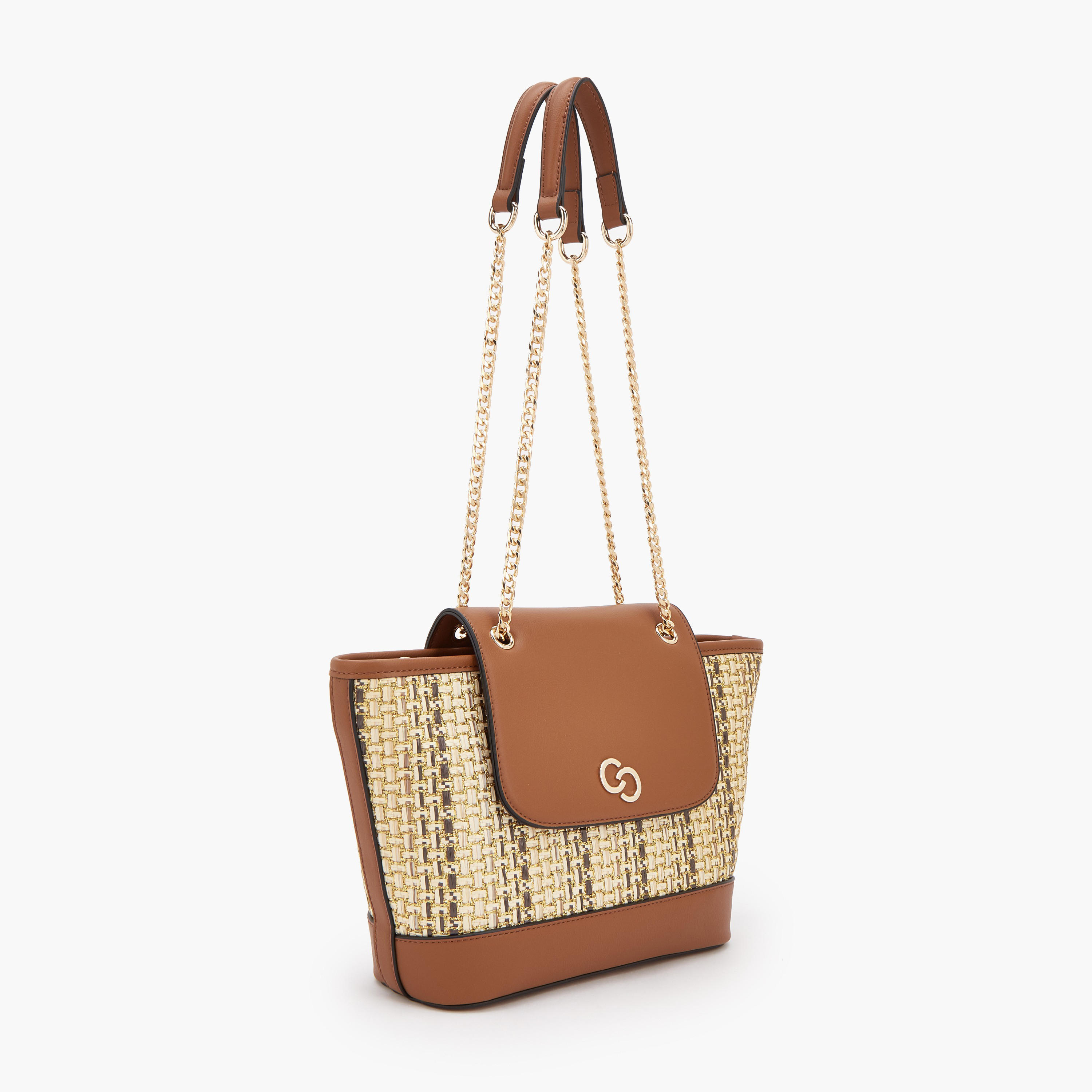 Celeste Textured Tote Bag with Chain Handle-women-bagsandwallets-handbags-image-2