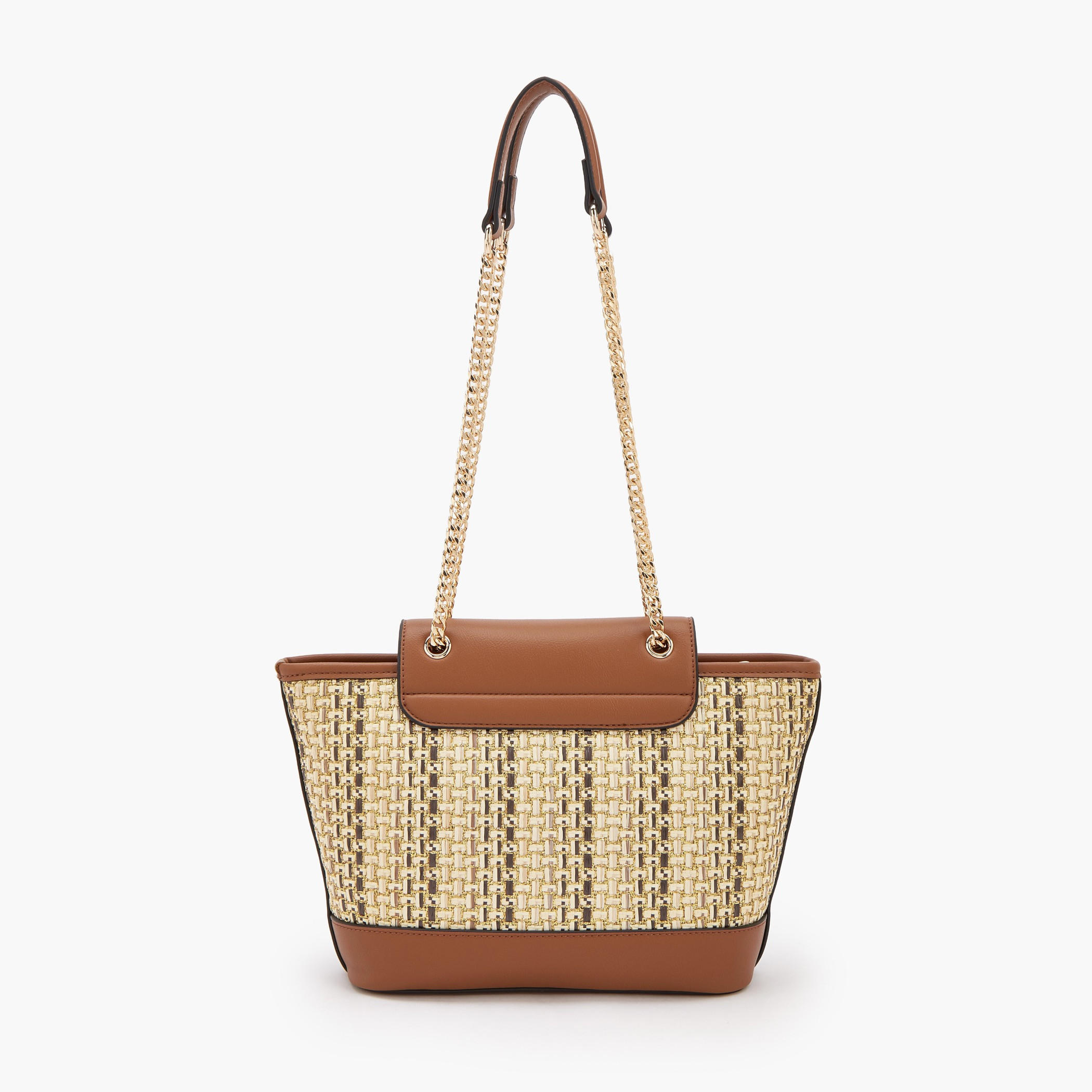 Celeste Textured Tote Bag with Chain Handle-women-bagsandwallets-handbags-image-4